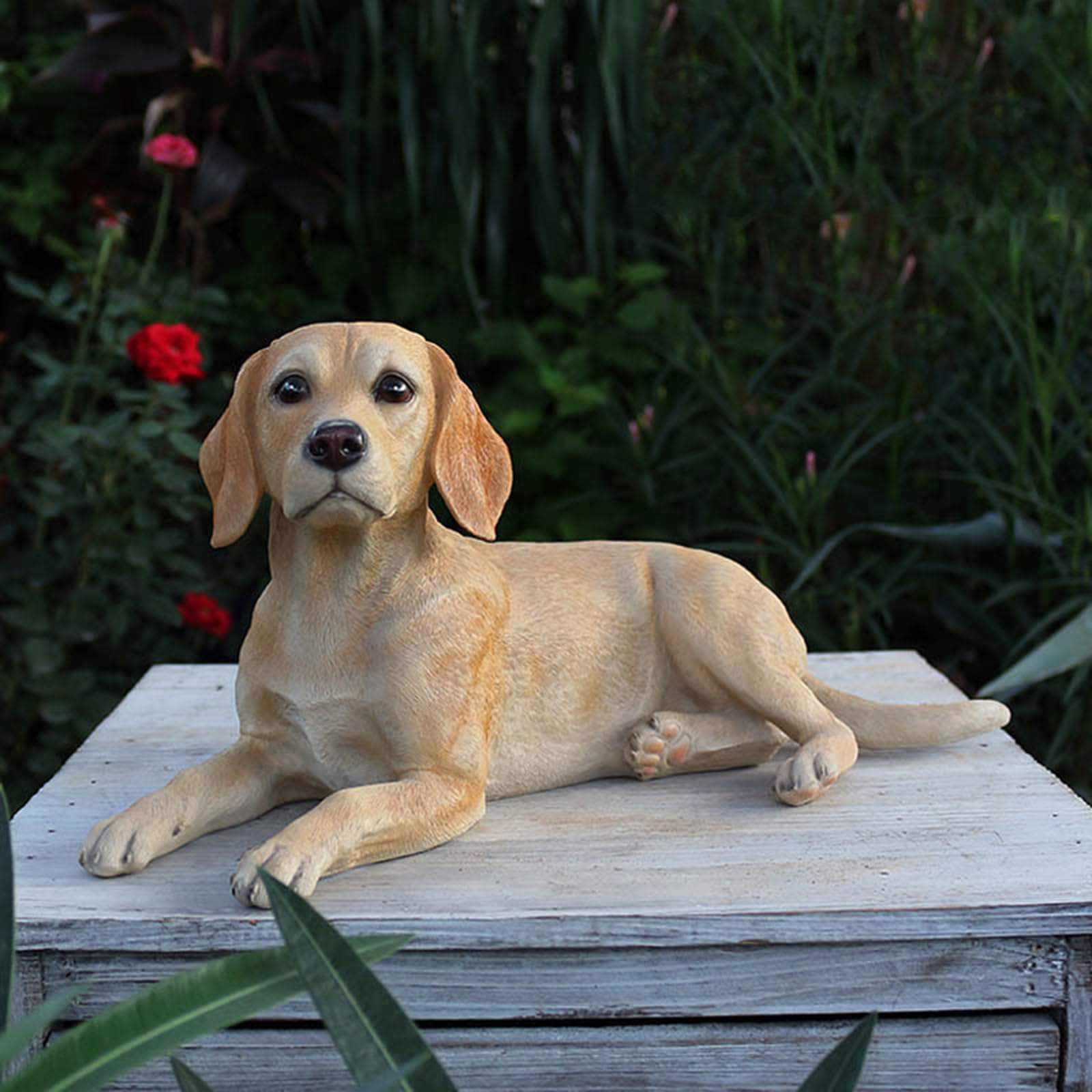 Figura de Labrador para jardín, Escultura de Resina de Perro guardián de simulación, colección Decorativa para Amantes de los Perros, Adornos conmemorativos(