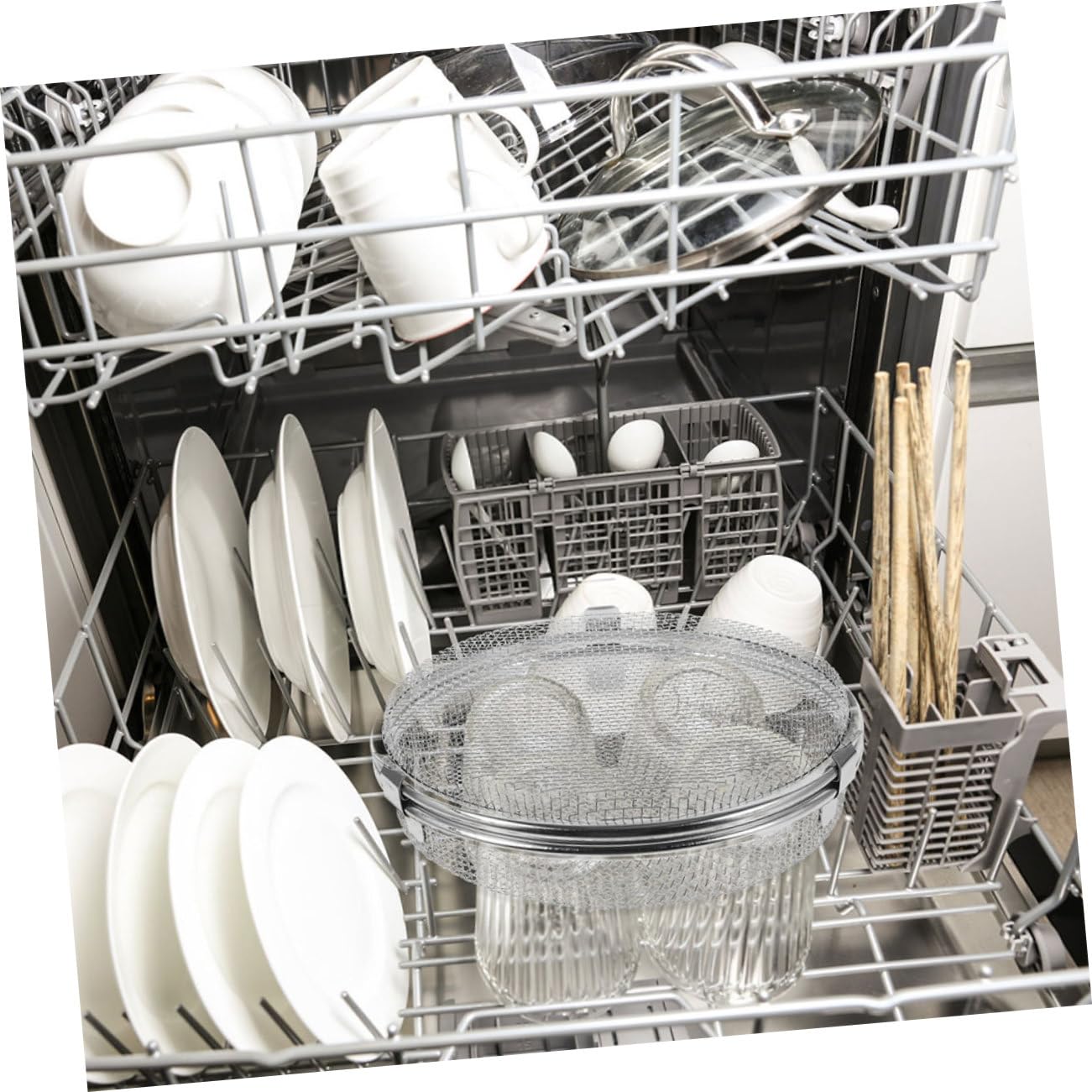 IMIKEYA 3piezas Cesto Inoxidable Para Lavavajillas Organizador De Utensilios De Cocina y De Hornear Gran Capacidad y Drenaje Accesorio Práctico Para Mantener Ordenada