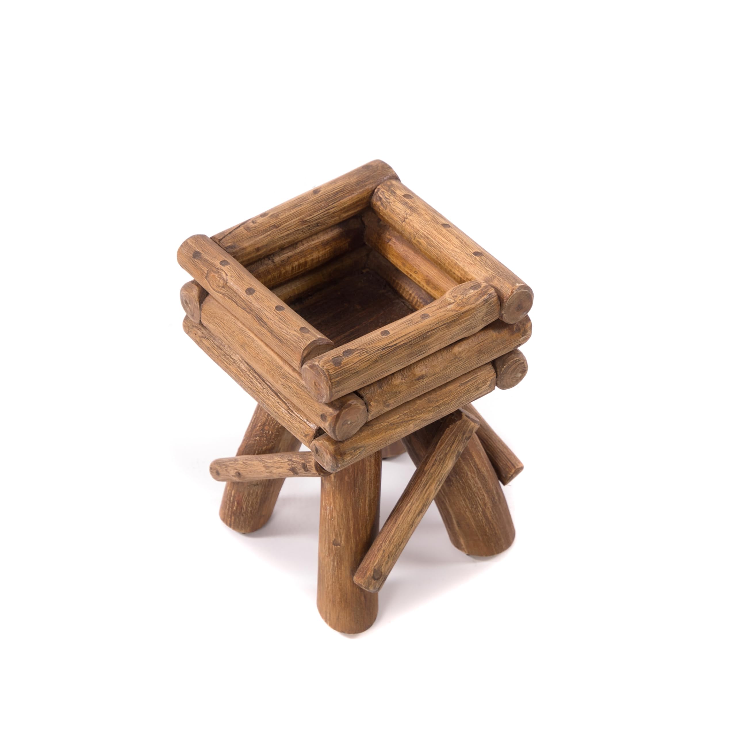 TABOURET à fleurs en bois Twist | teck | tabouret rustique, tabouret en bois, table de couloir, tabouret pour plantes, table basse, table dappoint, en bois de racine | dimension: petit