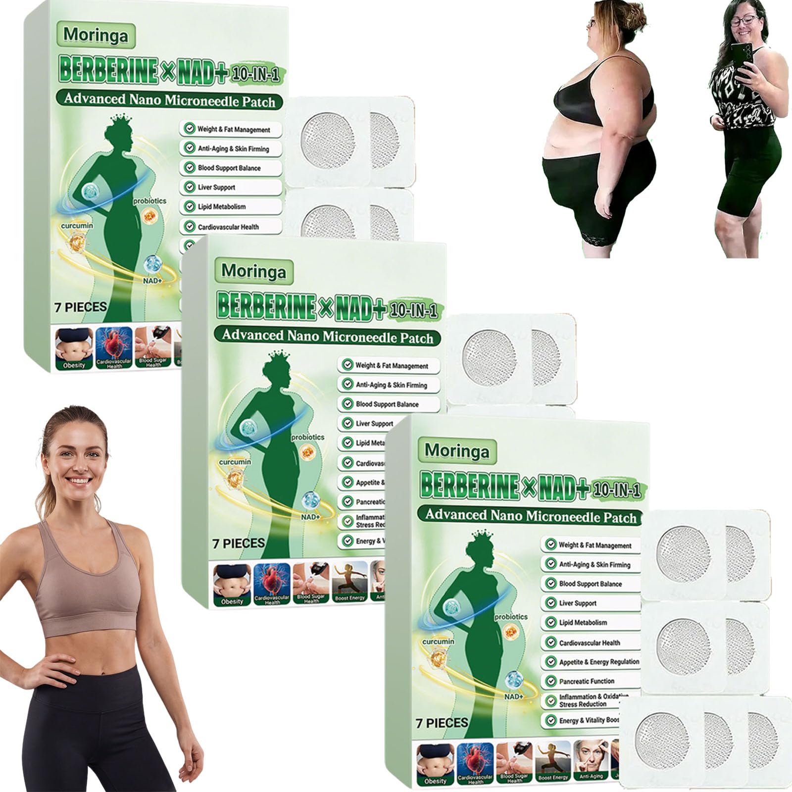 6 Cajas Moringa x Berberine Patch 10 en 1,parche avanzado de microagujas Moringa 10 en 1,Parche de Metabalance Profesional, Fácil de Aplicar, para hombres y mujeres (6-Cajas) — view 8