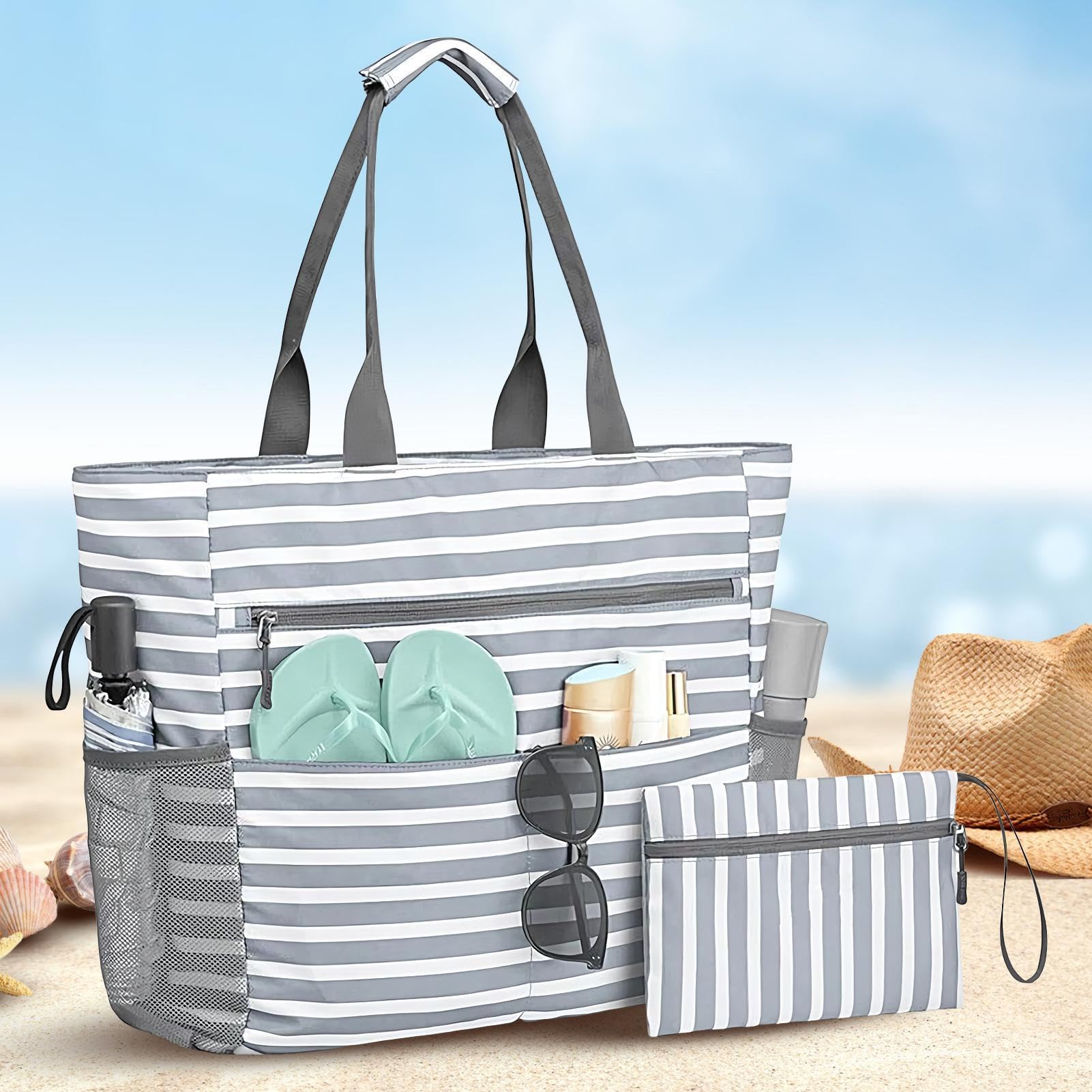 Borsa da spiaggia impermeabile, grande capacità, per donne, viaggi, resort, vacanze, resort, vacanze, attività all'aperto, vacanze, resort, crociera, nuoto, palestra, campeggio