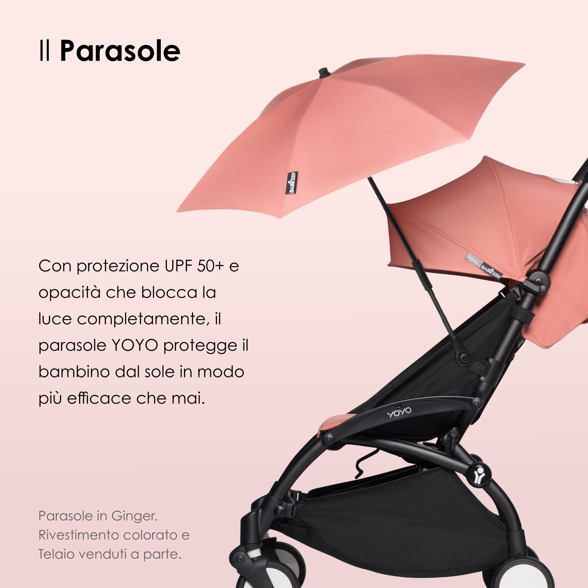 Babyzen Parasole YOYO, Navy Blue - Protezione UPF 50+ - Compatibile con il kit per neonati 0+, la navicella, il seggiolino per auto & il rivestimento colorato 6+