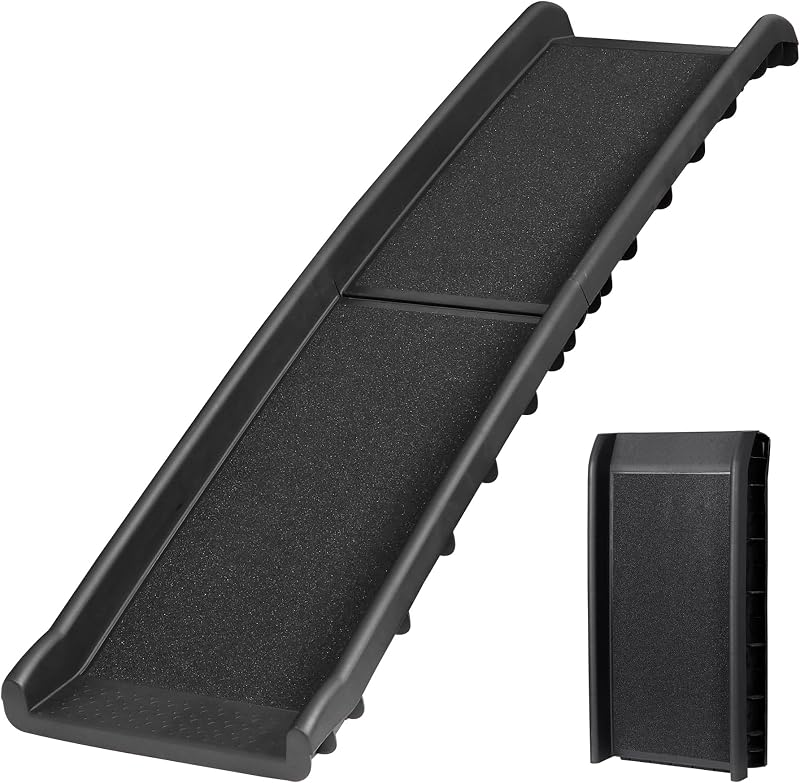 Rampa plegable para perros para auto, rampas para perros de 61 pulgadas para perros grandes, superficie antideslizante, rampa portátil para auto para perros, para SUV, auto y camión, rampa para mascotas al aire libre