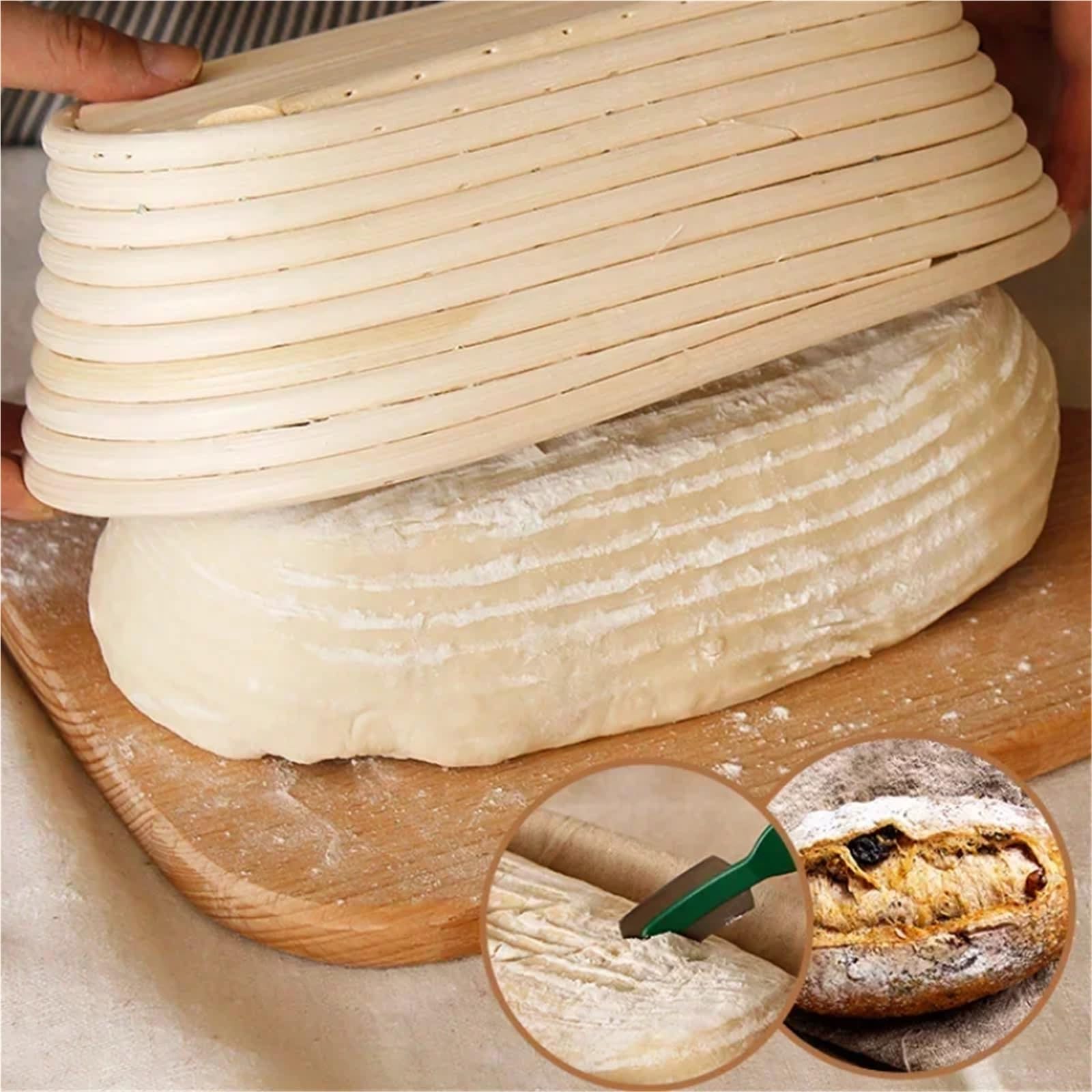 Cesta ovalada for panadero casero, cesta a prueba de pan, fermentación masa ratán Natural, herramientas for hornear, cocina, for pasteles Para Hornear Pan(Baker Bread S)