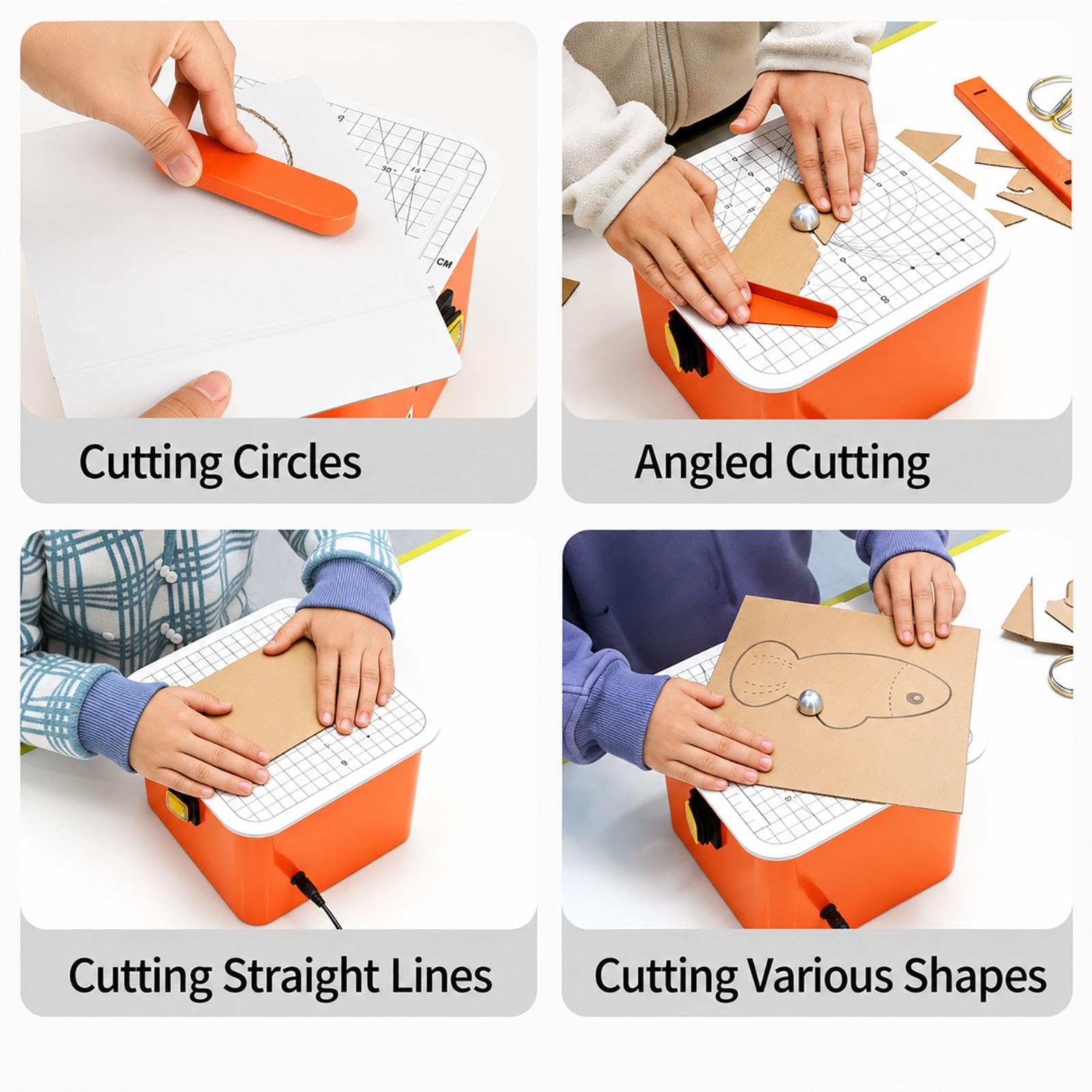 Cortador Eléctrico Compacto para Cartón con Recipiente para Recortes, Estación De Corte DIY para Papel, Cartón, Papel Kraft, Tela Fina Y Paneles De Espuma
