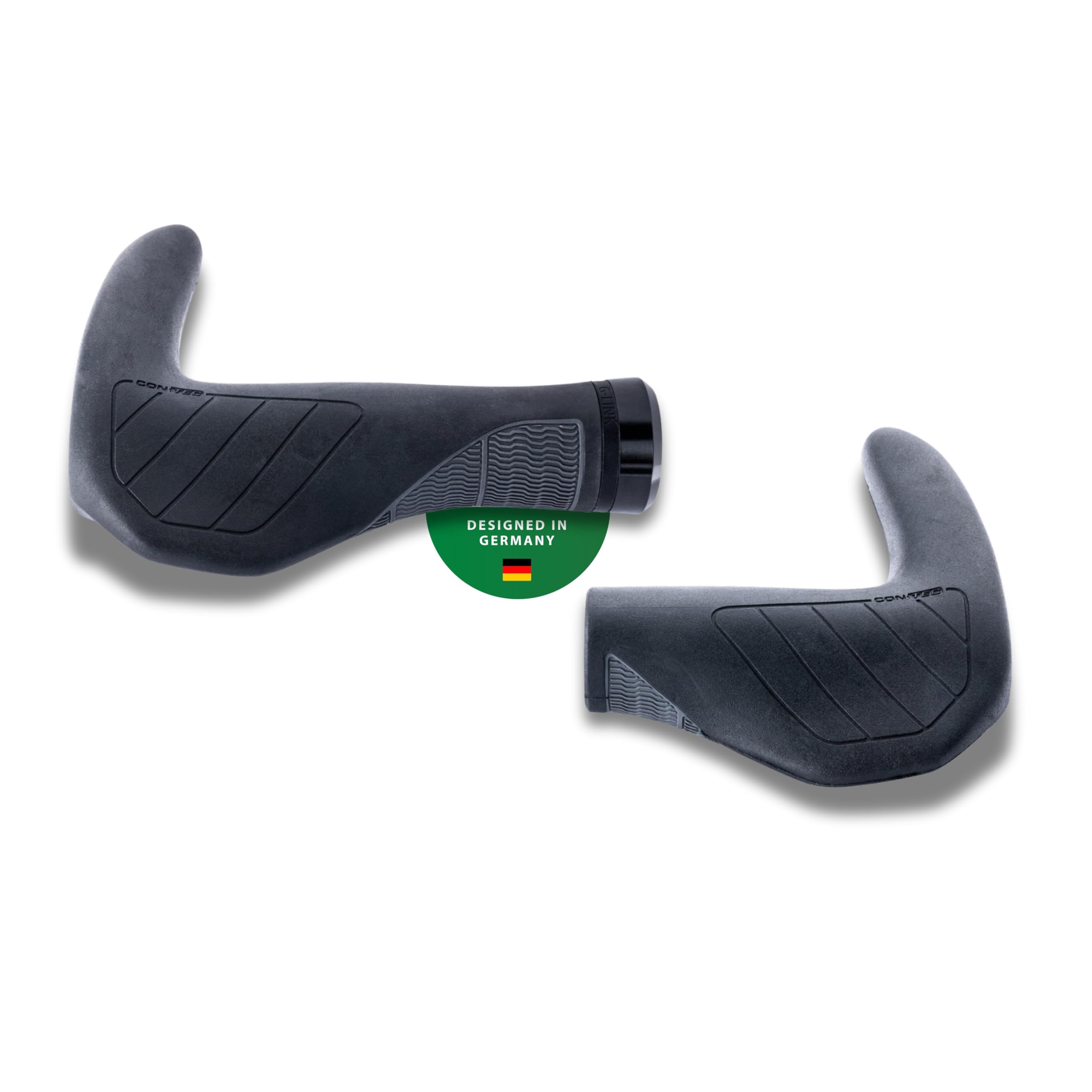 CONTEC Fahrrad-Griffe Merge Trekking Bar, Ergonomisch, stoßdämpfend, Gummi, Schwarz, 96/140 mm, Lenker, Radfahren, Trekking, MTB, schwarz, Paar