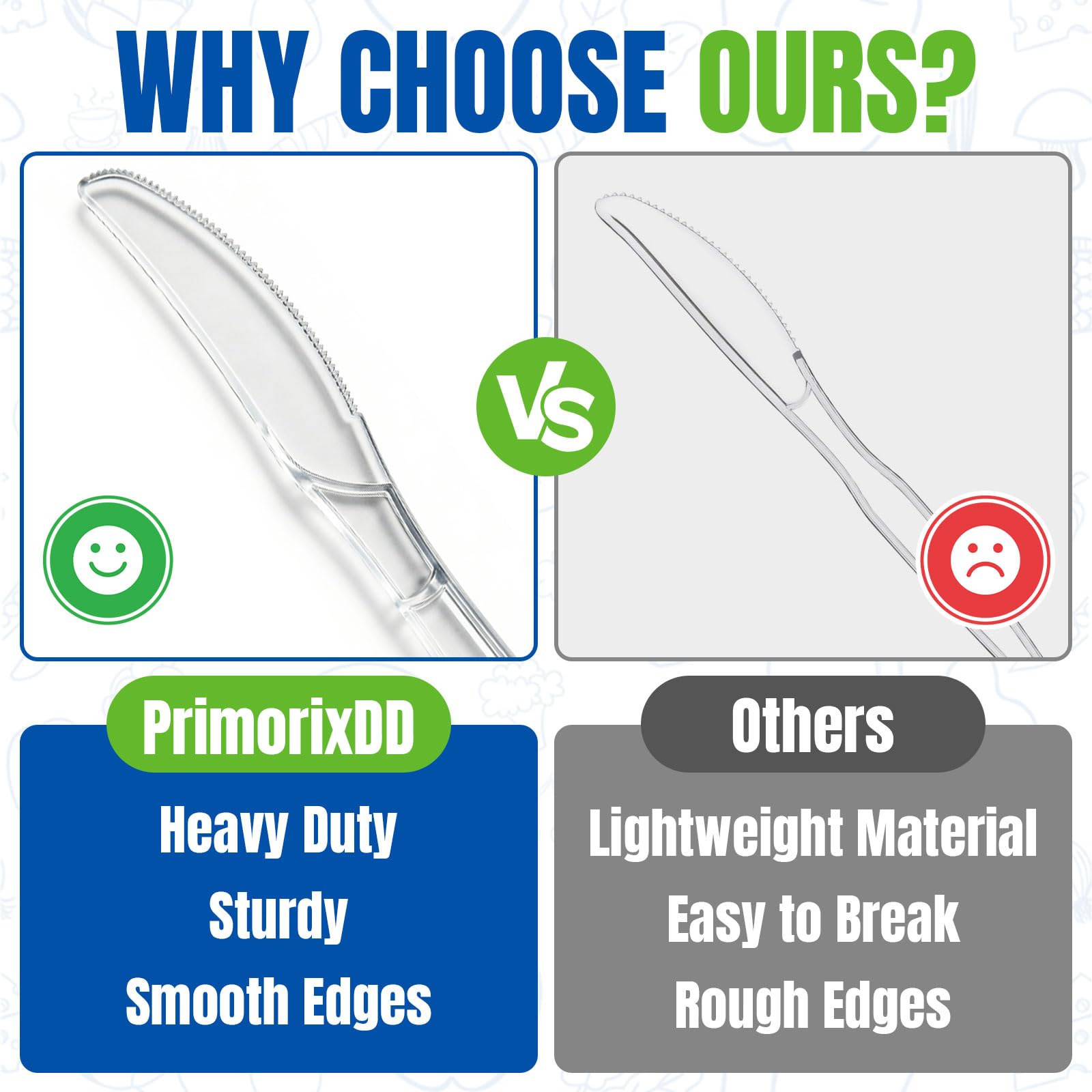 500 Clear Plastic Knives - Heavy Duty & Disposable -6