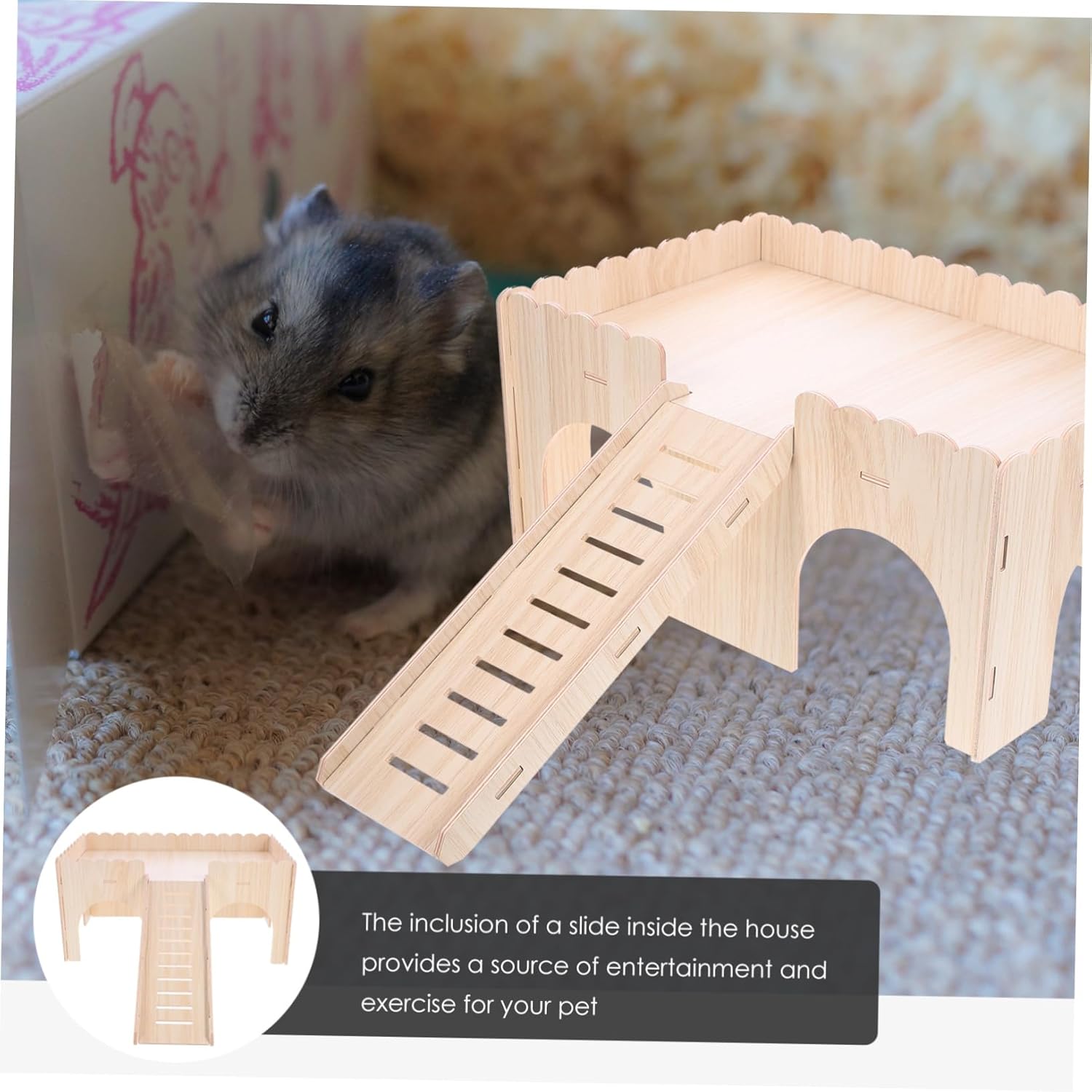 Chinchilla Castle with Slide Multi Rat House for Small Pets and Hamster Hut Hamster Decor and Play