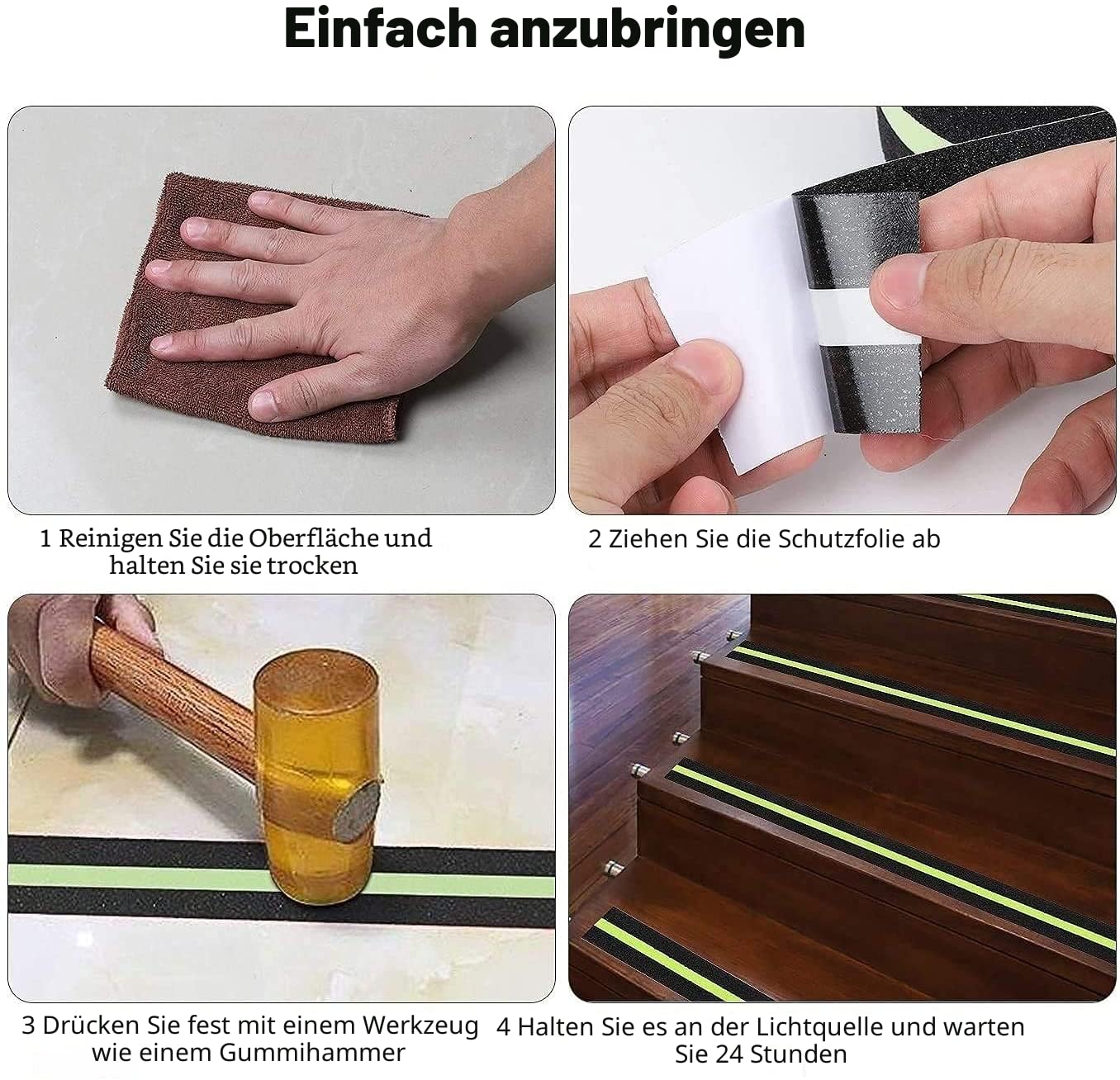 Hyber&Cara Antirutschband/Antirutschstreifen - 10M x 50mm Rutschfestes Klebeband Im Dunkeln leuchtend für Treppen, Leitern und rutschige Böden innen und außen