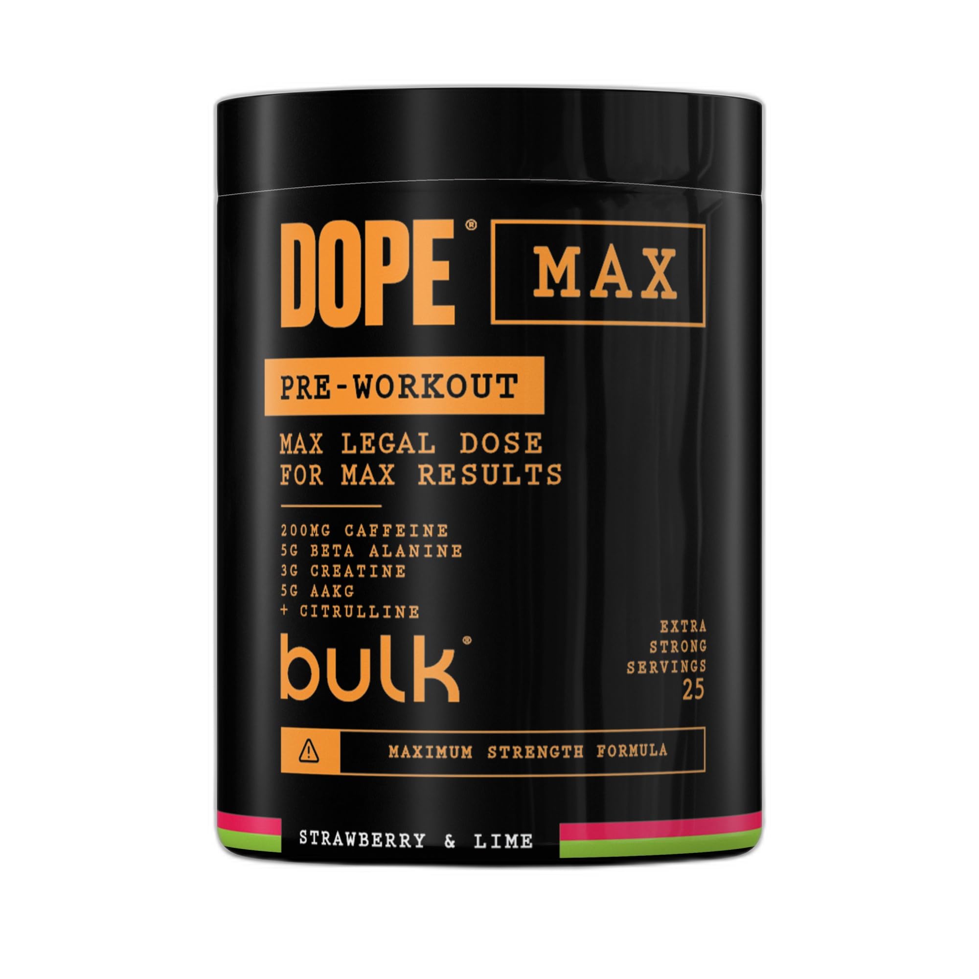 Bulk Dope Max Pre-Workout Powder, Strawberry Lime, 563 g, 200mg
