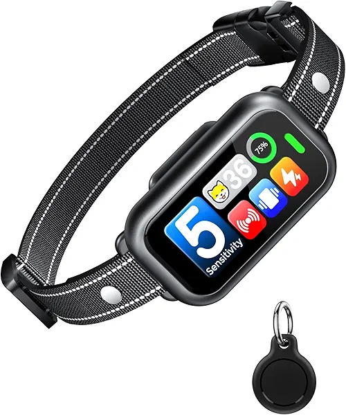 Dog Bark Collar, Smart AI Barking Collar for Large Medium Small Dogs, IP67 Waterproof Rechargeable Training Device with 5 Modes, 5 Sensitivity & Safe Shock, Fits 8-150 lbs, Over 6 Months Old, Black