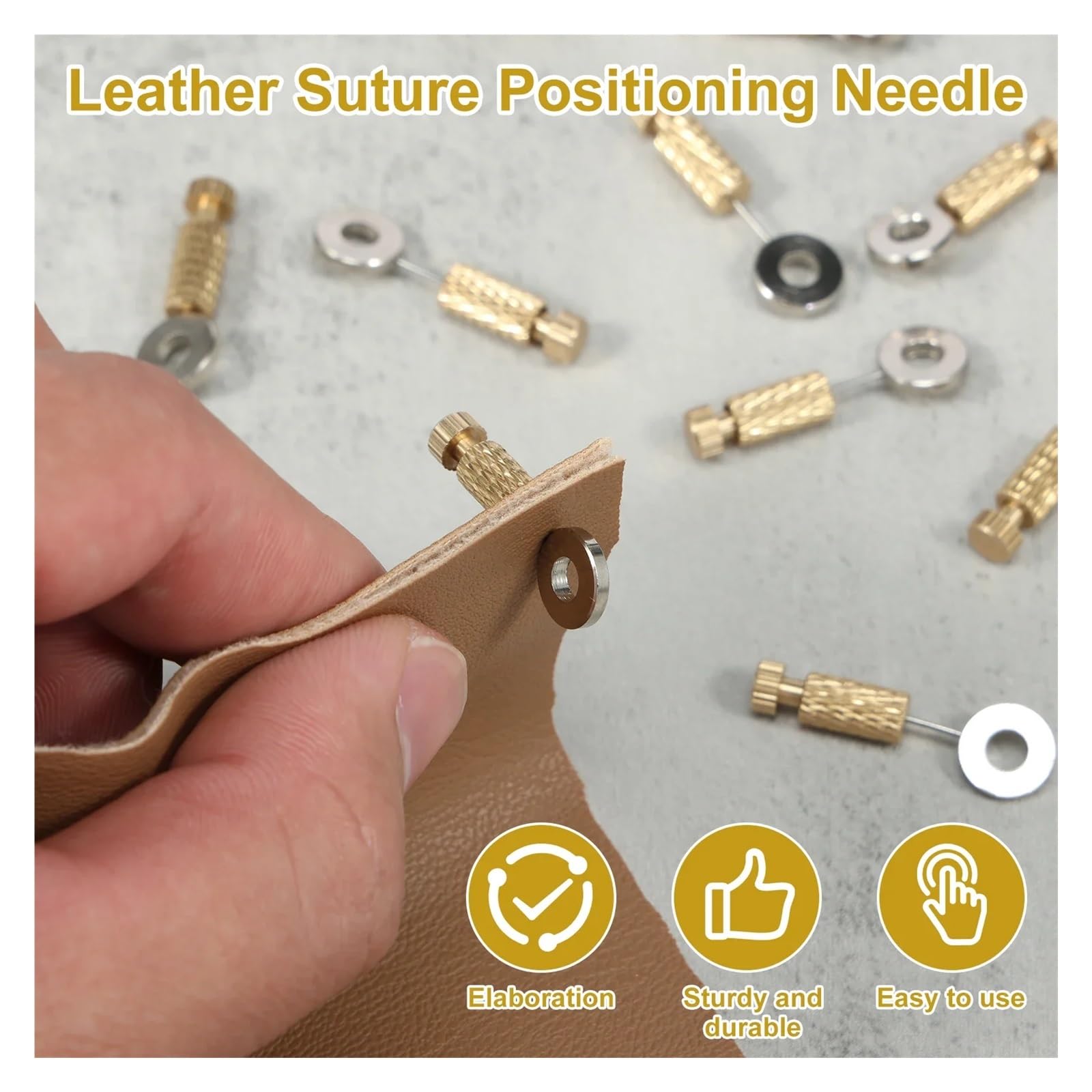 Lot de 12 aiguilles de positionnement de suture en laiton antidérapant pour la fixation du cuir