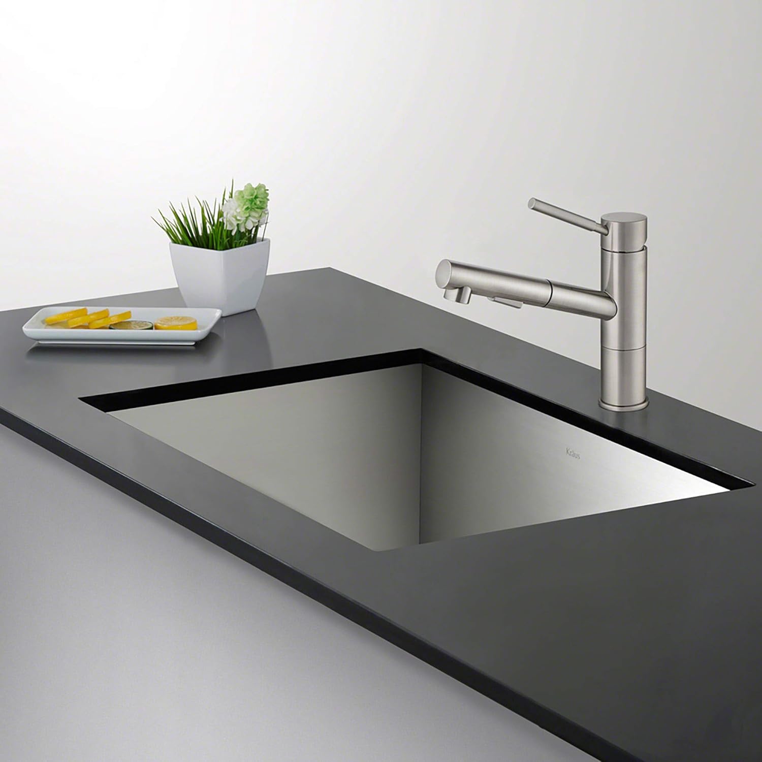 Kraus KPF-1750ST Axis Single Handle Pull Out Kitchen Faucet, Stainless Steel