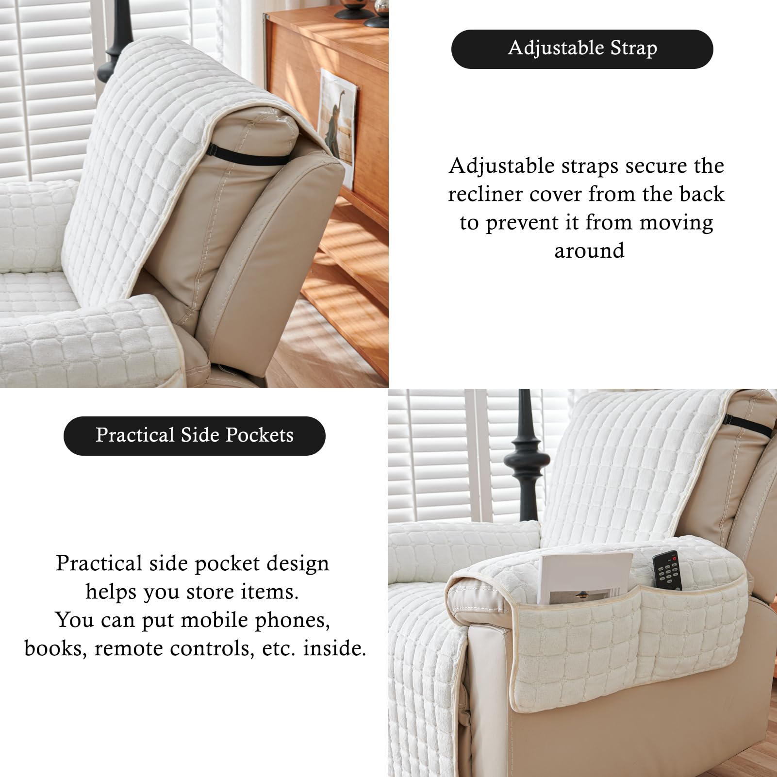 Reversible Gray Flannel Armchair CoverNonSlip AntiStain Protector Soft Touch Armrest Covers for Ultimate Comfort & Relaxation Perfect for Home Decor