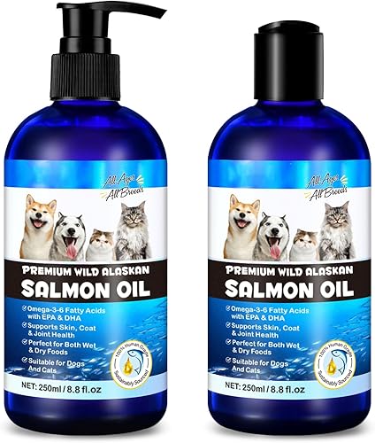 Miniatura 7 de Aceite de salmón de Alaska para perros, aceite de pescado Omega 3 con ácidos grasos naturales EPA+DHA para la piel, las articulaciones, la salud