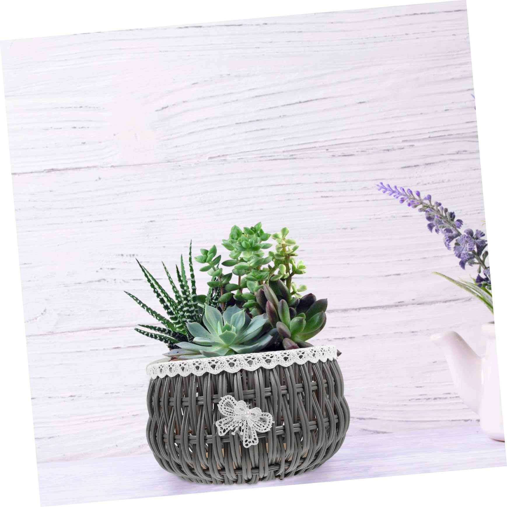 INOOMP 3stücke Rustikaler Geflochtener Pflanzkorb Für Blumen Und Pflanzen Handgefertigter Aufbewahrungskorb Für Indoor Und Outdoor-Dekoration Vielseitig Einsetzbar Kleine