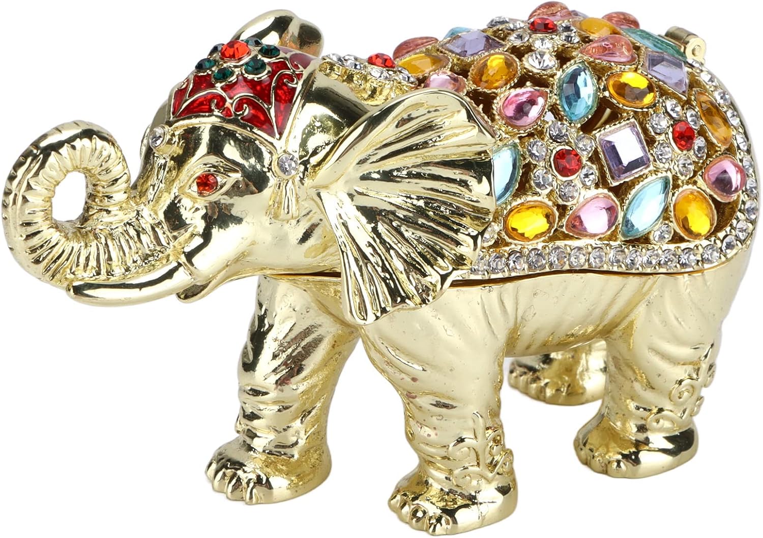 Tyenaza Elephant Shape Jewelry Box, Rhinestone Bejeweled Animal Figurine Jewelry Trinket Holder Box for Women Girls