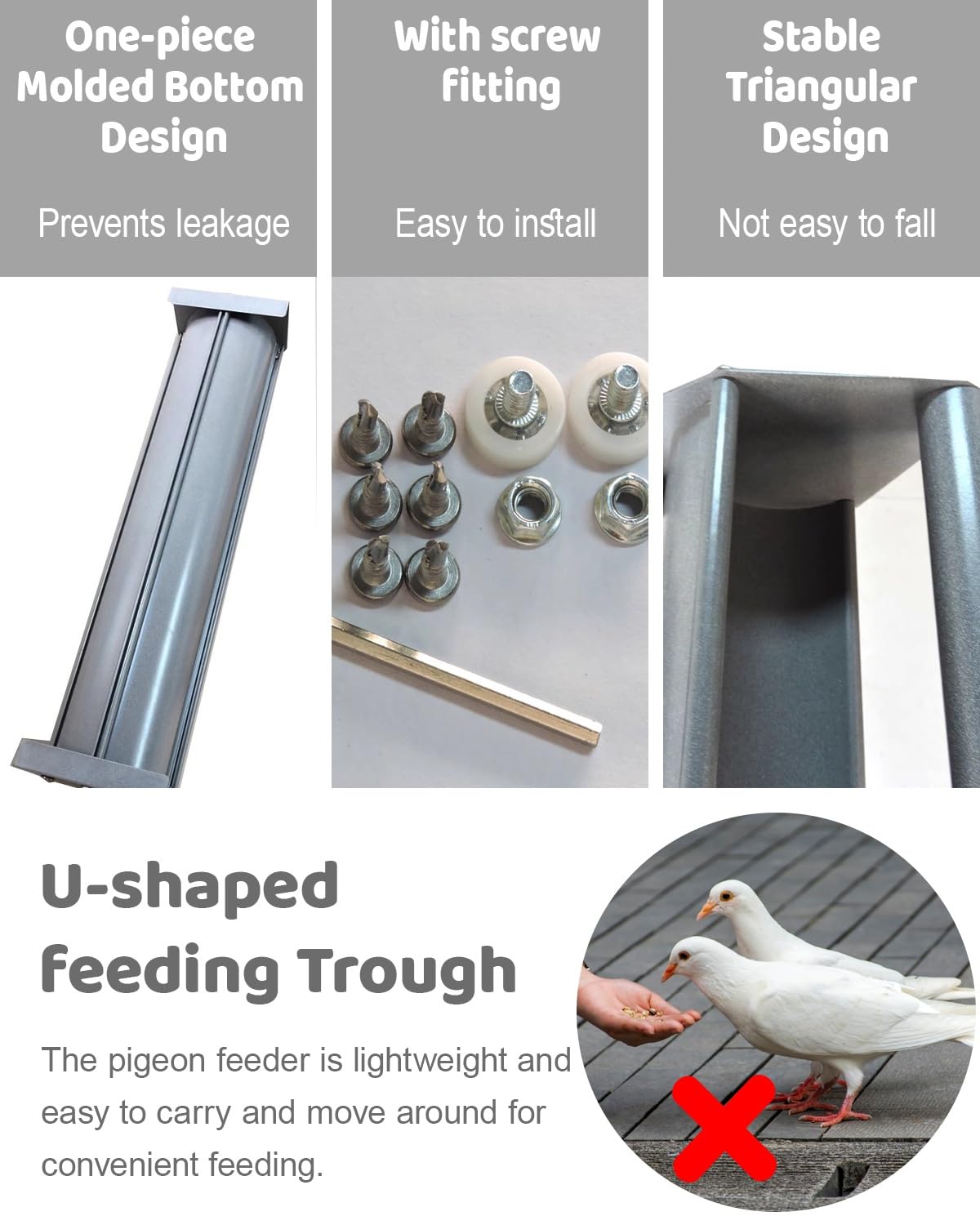 Mangeoires pour Porcs Mangeoire Anti-gaspillage pour Pigeons, pour Cage Ou Extérieur, Mangeoires pour Oiseaux, Mangeoires pour Bétail, Mangeoires pour Pigeons, Poulets et Volailles(80cm(31.5"))