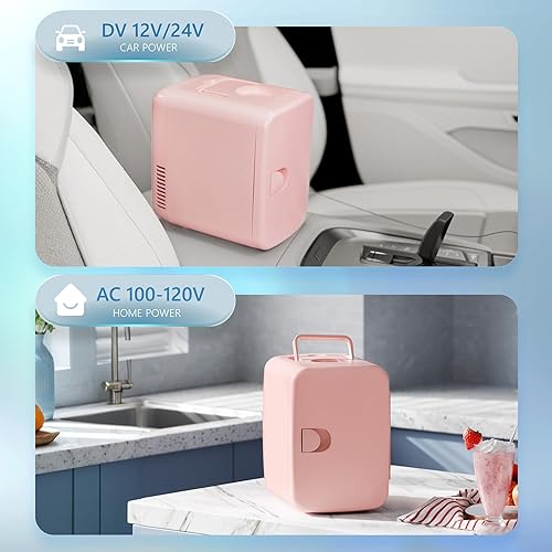 Miniatura 5 de EUHOMY Mini refrigerador compacto de 4 litros6 latas, enfriador y calentador portátil de CACC para cuidado de la piel, alimentos y bebidas, mini