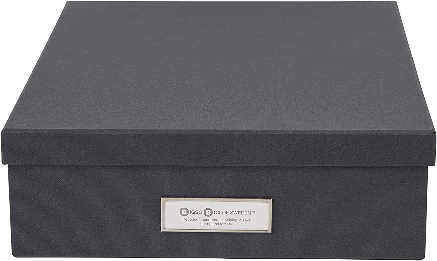 Dark Gray Paper Document Storage Box with Label Holder