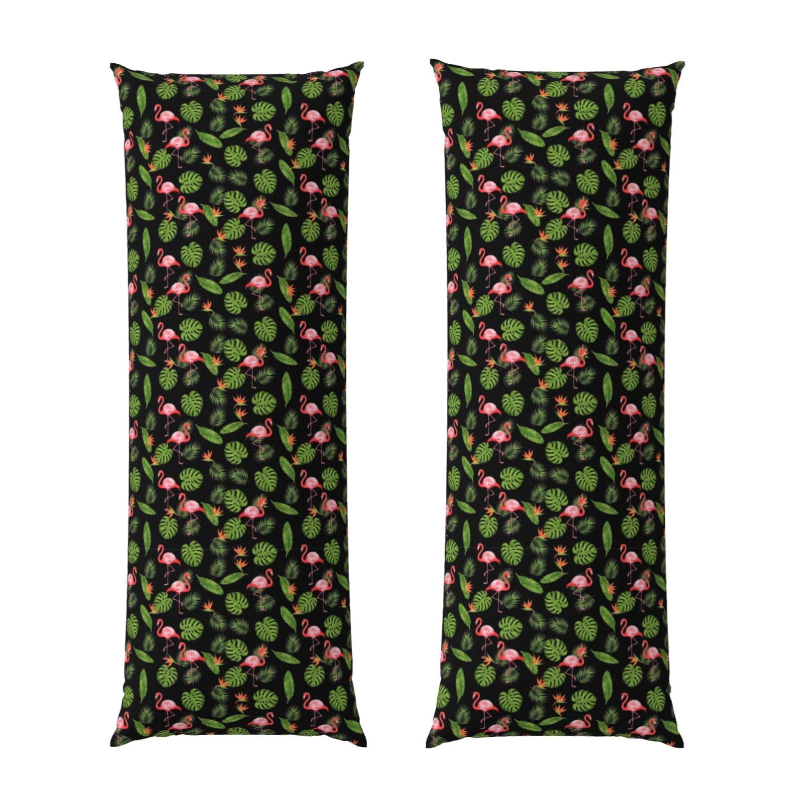 Body Pillow Protector Cover 20x54, Pink Flamingo Tropical Palm Banana Leaves, Breathable Ultra Soft Pillowcase with Zipper, Wrinkle Shrinkage Fade Resistant for Bed Couch