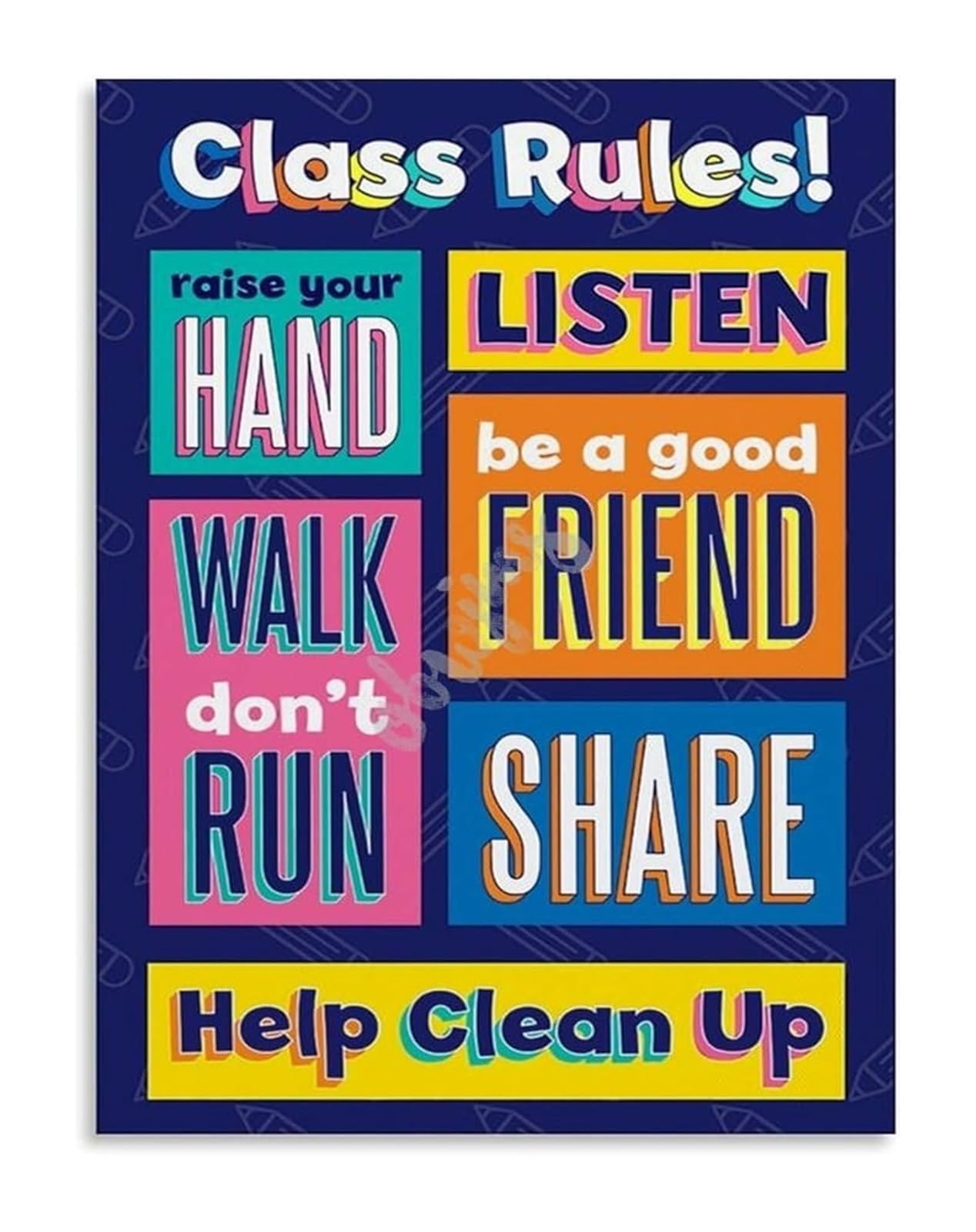 IDGTTLDF Elementary Classroom Rules Poster Back to School Decor for Teachers Classroom Management Expectations Wall Poster Unframed,16x24inch(40x60cm)