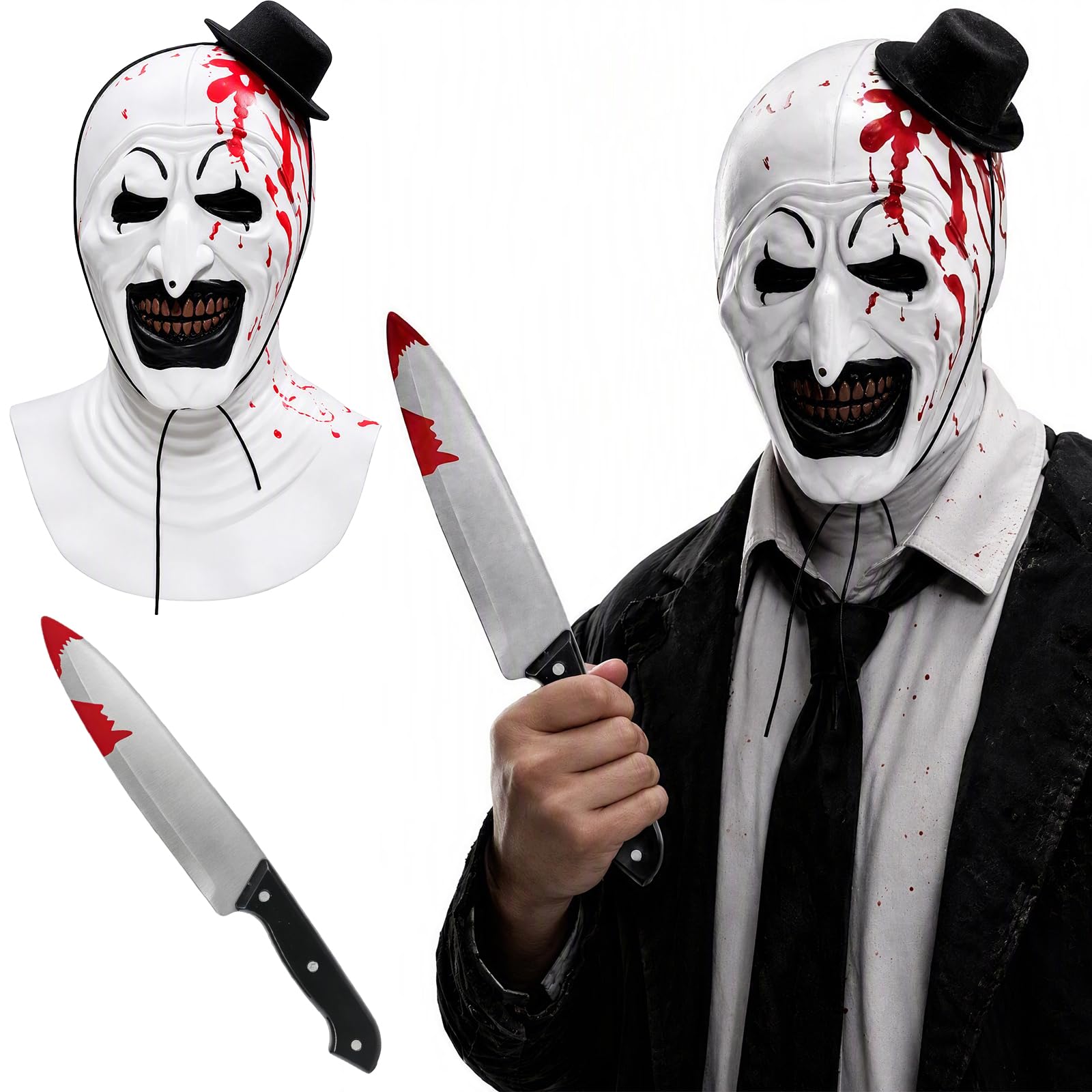 Mbuaopa Terrifier Art the Clown Mask, Scary Killer Clown Joker Mask for Cosplay Adult Men Women