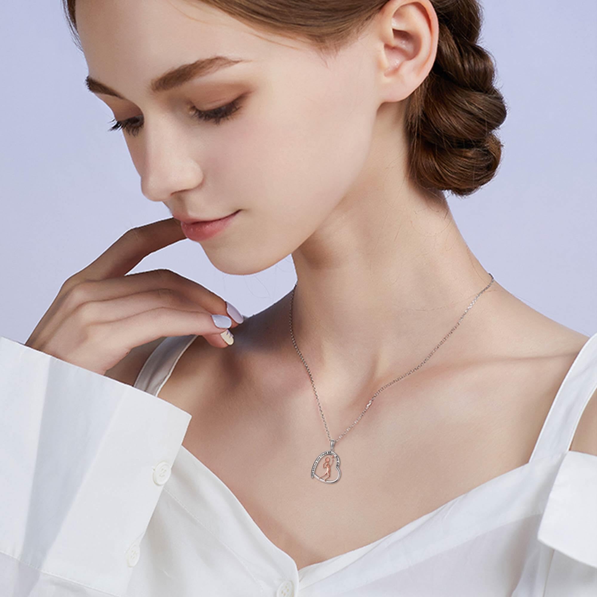 Sterling Silber S925 Ballett/Geiger/Gymnastik/Tennisspieler/Laufende Halskette Musik Schmuck Geschenke für Frauen Mädchen