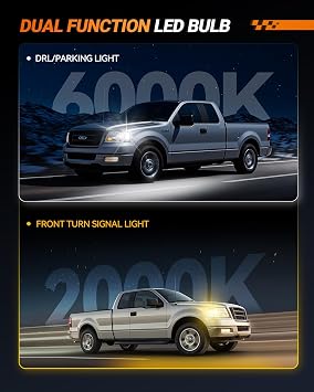 SEALIGHT 7443 Switchback LED Bulb Dual Color 7440 7444NA T20 7444 7441 W21W 992 LED Amber for Front Turn Signal Lights, White for DRL/Parking Lights with Extra Resistor (Pack of 2)