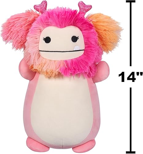 Miniatura 3 de Squishmallows HugMees Original Caparinne Pink Bigfoot con diadema de corazón, 14 pulgadas, ultra suave, oficial de Jazwares