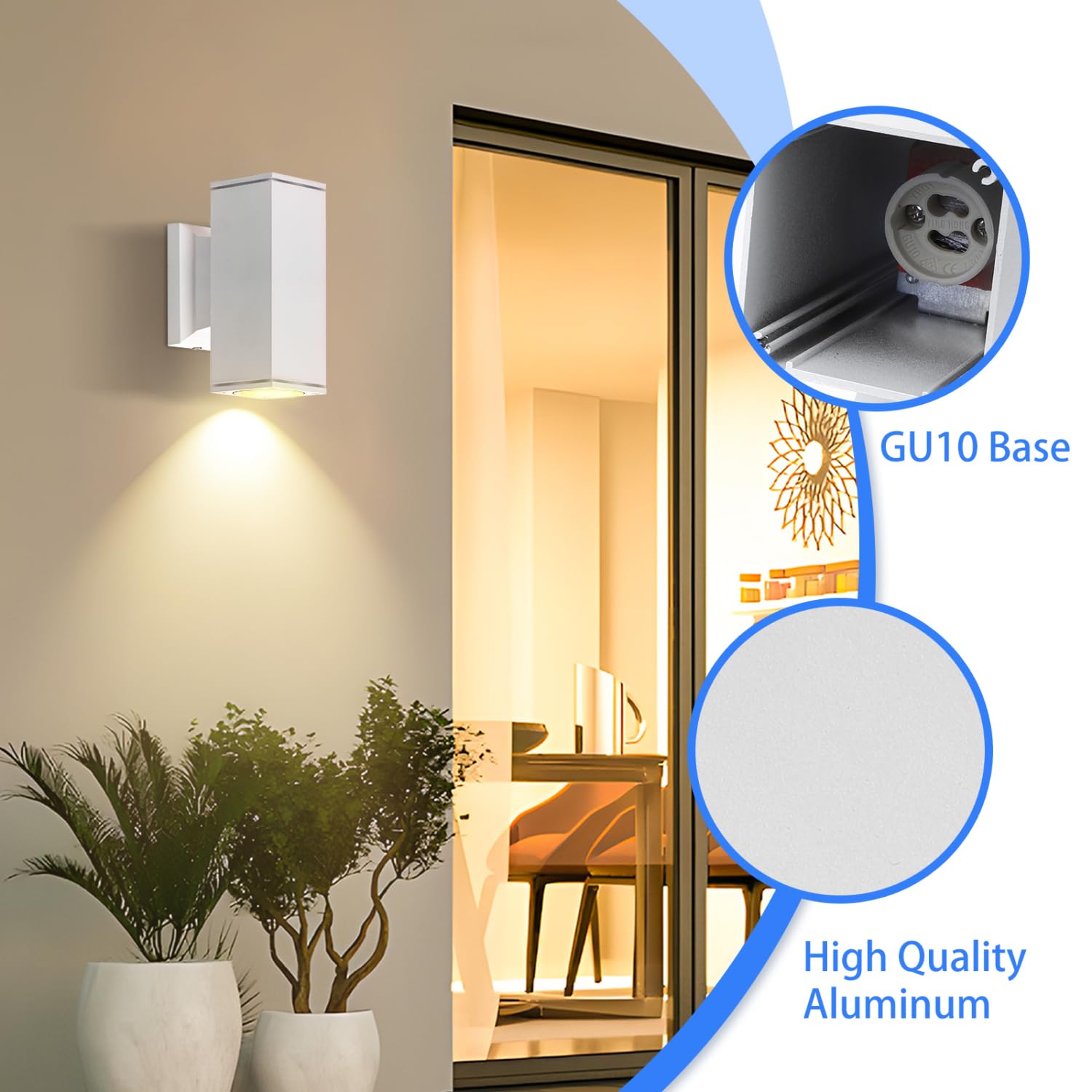 Applique Murale Noire IP65 GU10 – Éclairage LED Extérieur Orientable