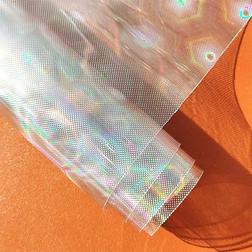 Miniatura 3 de HYANG - Hojas de piel sintética de vinilo holográfico transparente de cloruro de polivinilo con mariposas transparentes, 1 rollo de 12 x 53 pulgadas