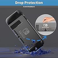 Vista 5 de Funda para Switch con funda ergonómica de TPU JoyCon, carcasa trasera de PC transparente para Nintendo Switch 2017, funda protectora