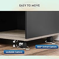 Vista 6 de DEVAISE Archivador de madera de 3 cajones, archivador lateral móvil, soporte de impresora con estantes de almacenamiento abiertos para oficina