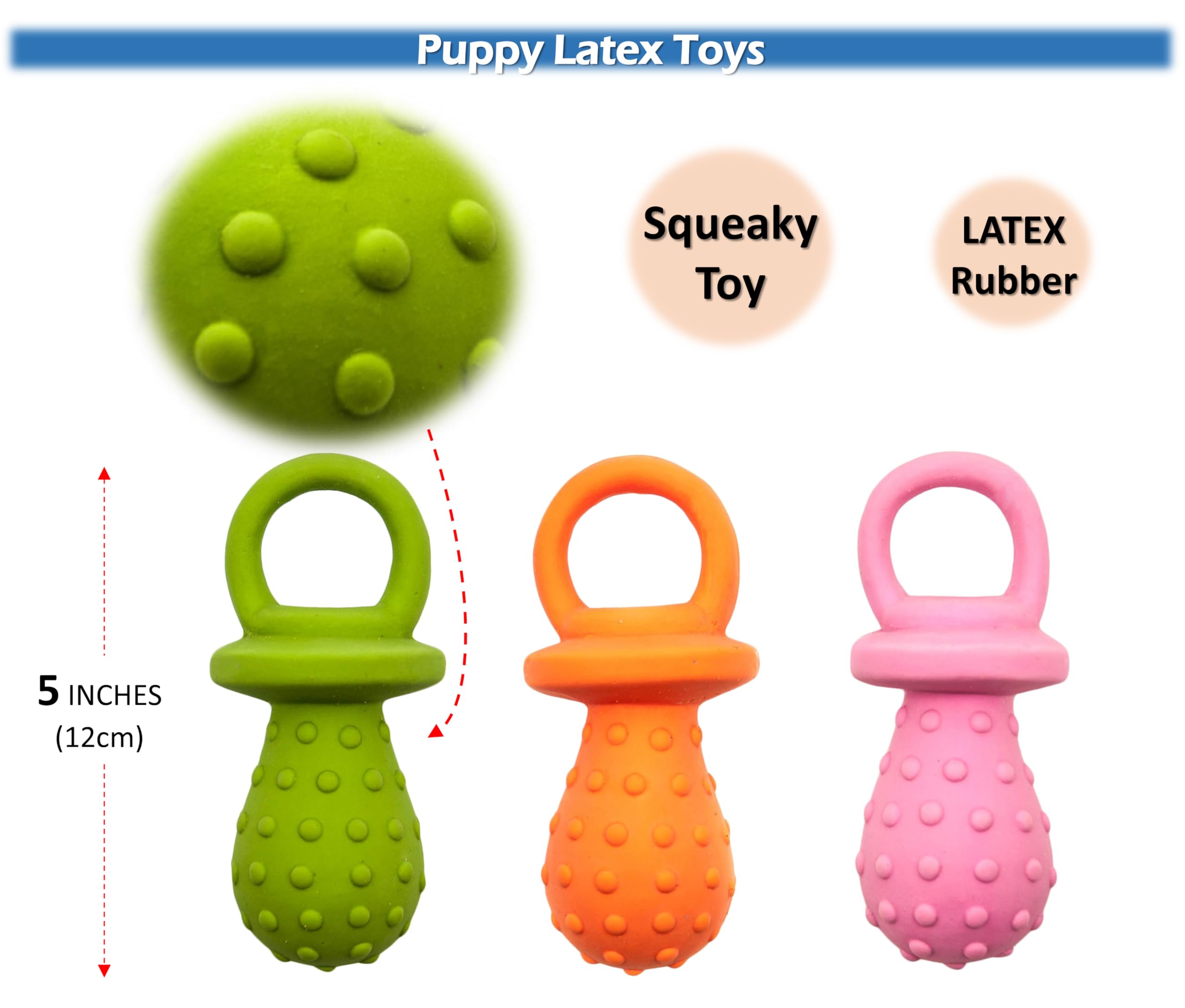 Petopedia 3x Puppy Toys Dogs Squeaky, LATEX Dummy, Rubber Soother Dog Chew Toy, Gifts & Presents for Puppies Teething - Image 4