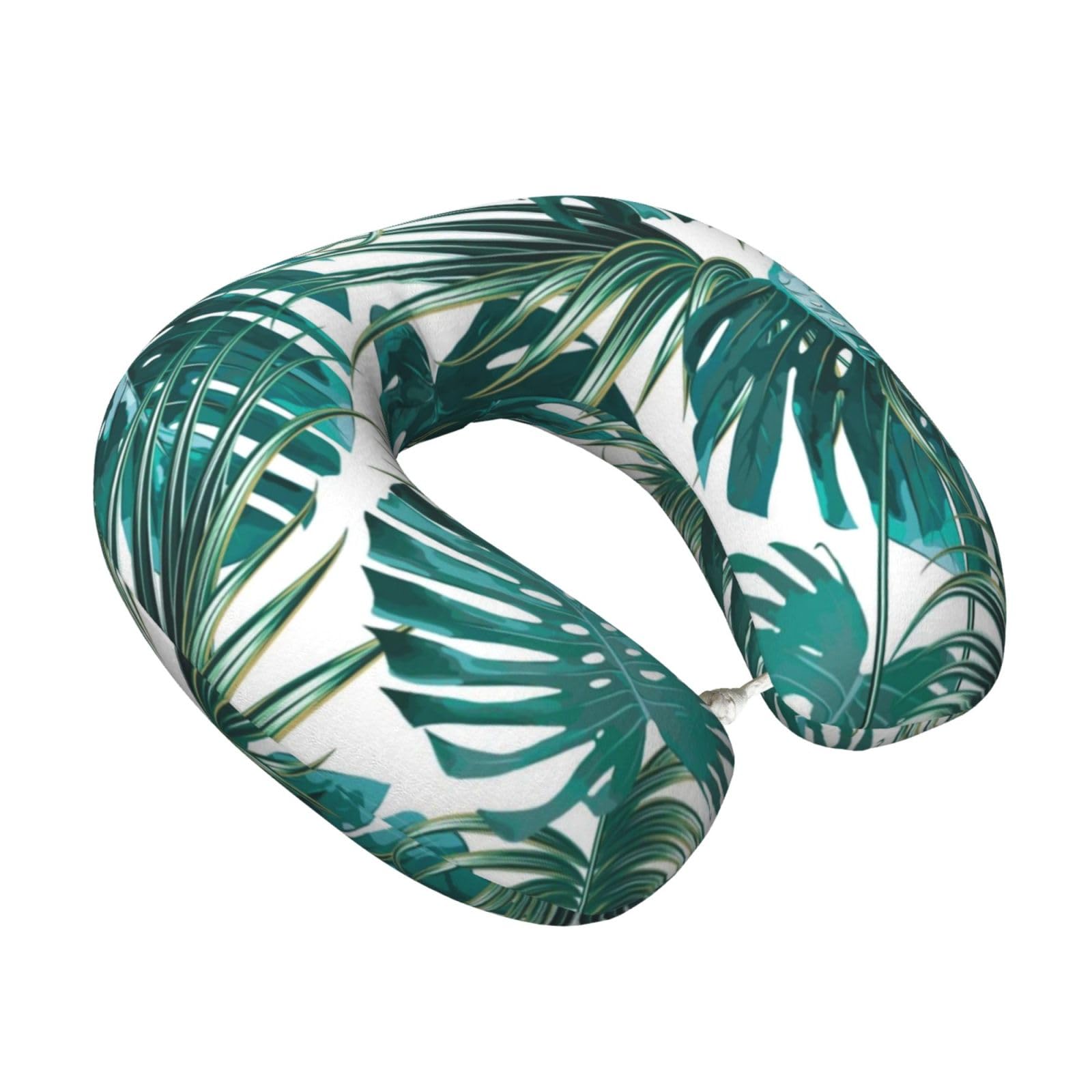 LKYMOH Tropical Jungle Palm Leaf, Travel Neck Pillow U-Shaped Memory Neck Support Soft Comfortable With Washable Cover For Airplane Car Traveling and Office