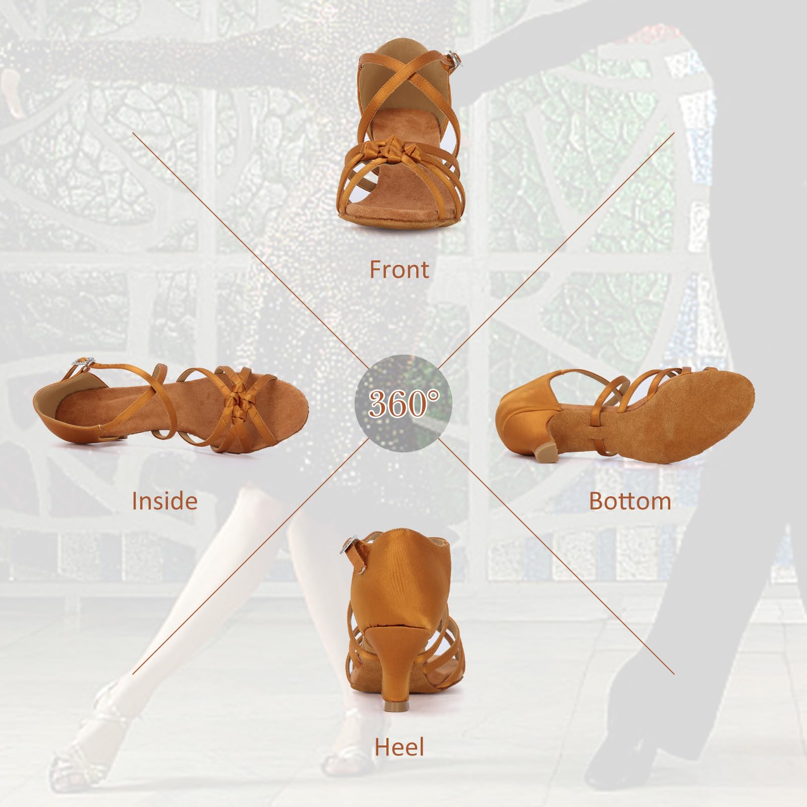 Zapatos de Baile Latino de salón para Mujer Salsa Tango Bachata Zapatos