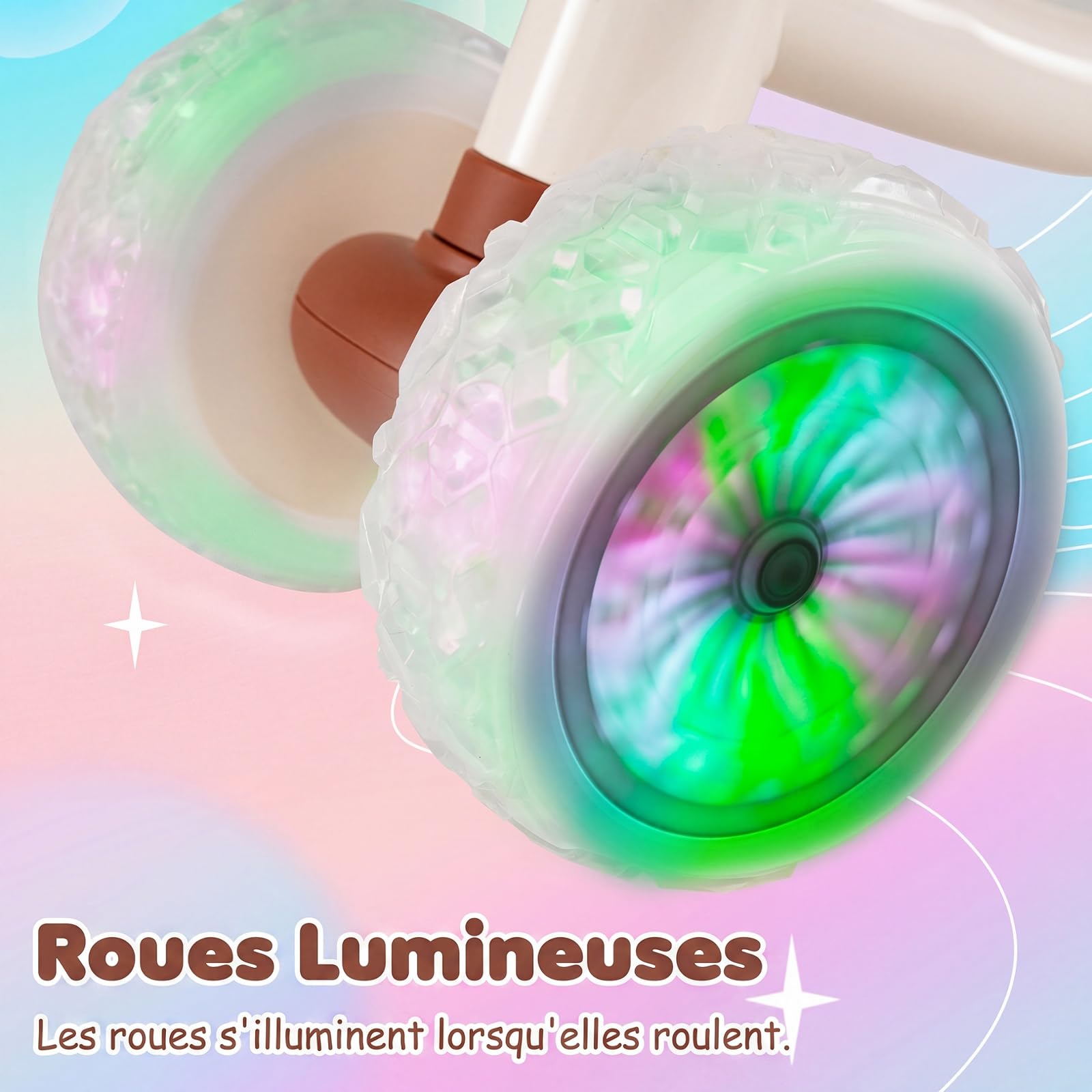 COSTWAY Draisienne Bébé 1-3 Ans avec 4 Roues Lumineuses, Cadeau
