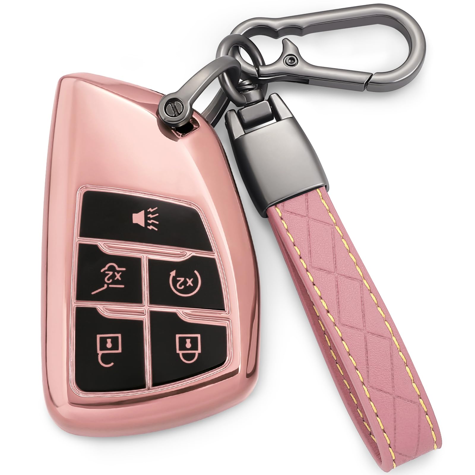 COTIYBOK for Chevy Key Fob Cover with Keychain TPU Key Case Shell 360 Degree Protection fit for 2021-2024 Chevrolet Suburban Tahoe GMC Yukon Denali