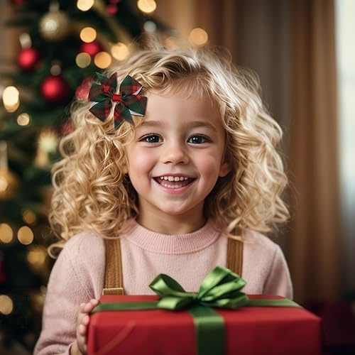 Miniatura 5 de Clips de lazos para el cabello de Navidad, 4 unidades, coloridos pasadores para el cabello, a rayas de color de Navidad, pinzas para el cabello,