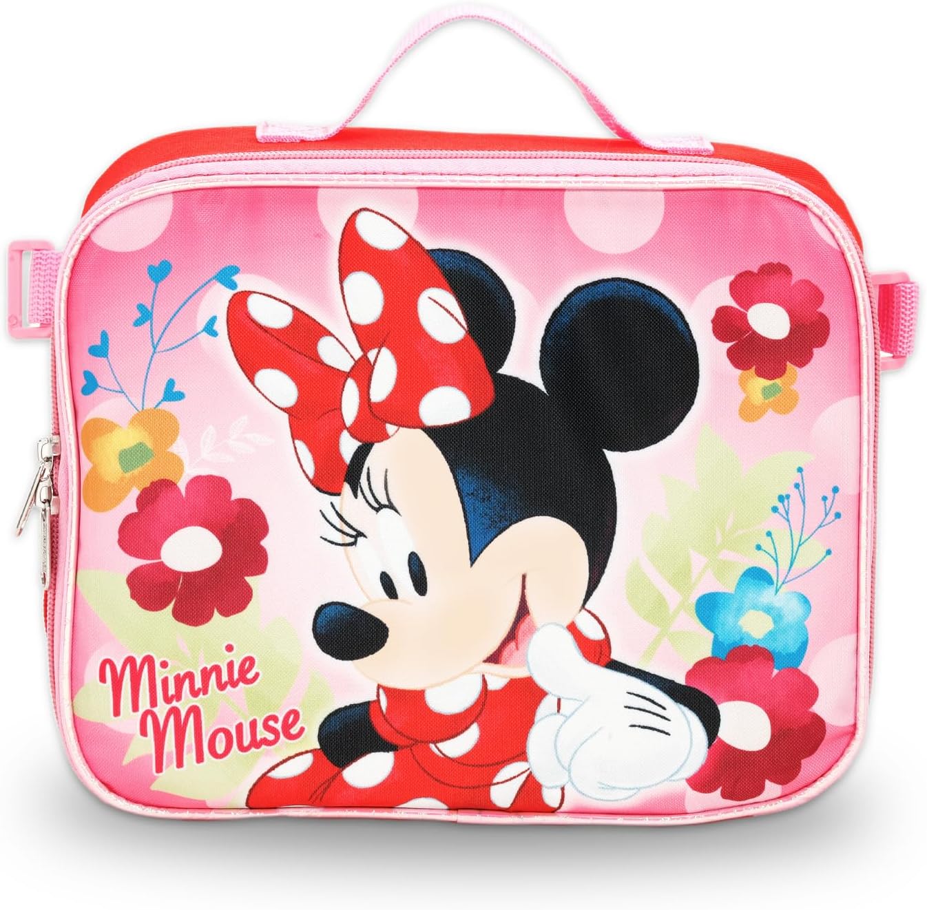 Disney Minnie Mouse Backpack with Lunch Bag Set - Bundle with 16" School Bag, Insulated Lunch Box, Stickers, Water Bottle, More | Minnie Mouse School Backpack for Girls
