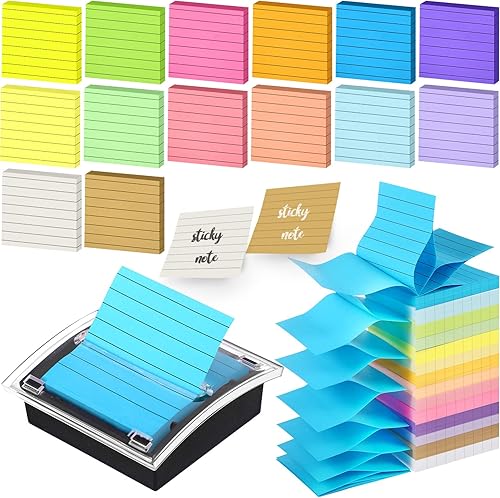 Paquete de 14 blocs de notas adhesivas emergentes y dispensador de notas emergentes 3 x 3 pulgadas almohadillas de notas autoadhesivas de colores