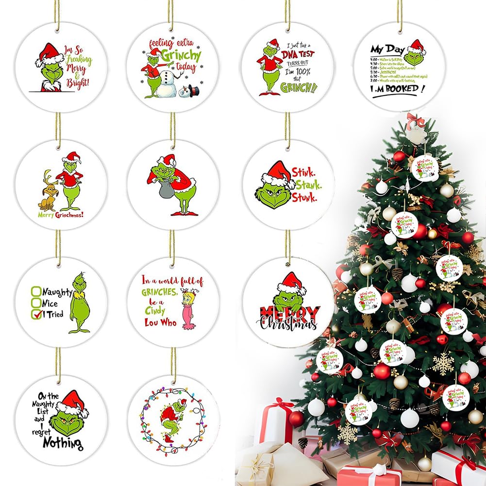 G-Rinch Navidad Colgante Decoración 24 Piezas Mini Adornos Navideños, Adornos de Navidad de Madera para Colgar