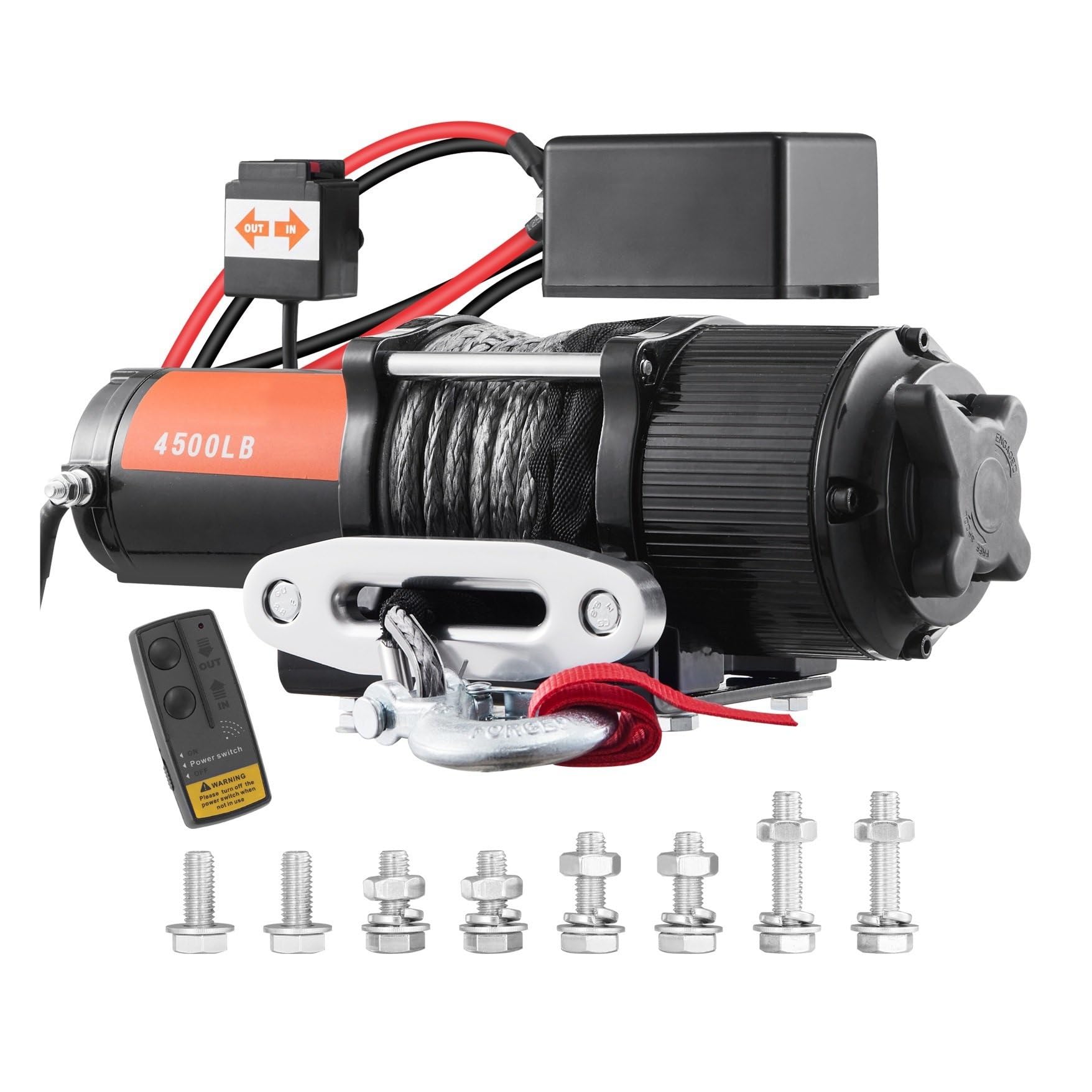 Elektryczny wciągnik łańcuchowy Wciągarka elektryczna 4500lbs ATV/UTV z nylonowej/stalowej liny bezprzewodowym/przewodowym pilotem do holowania samochodu ciężarowego
