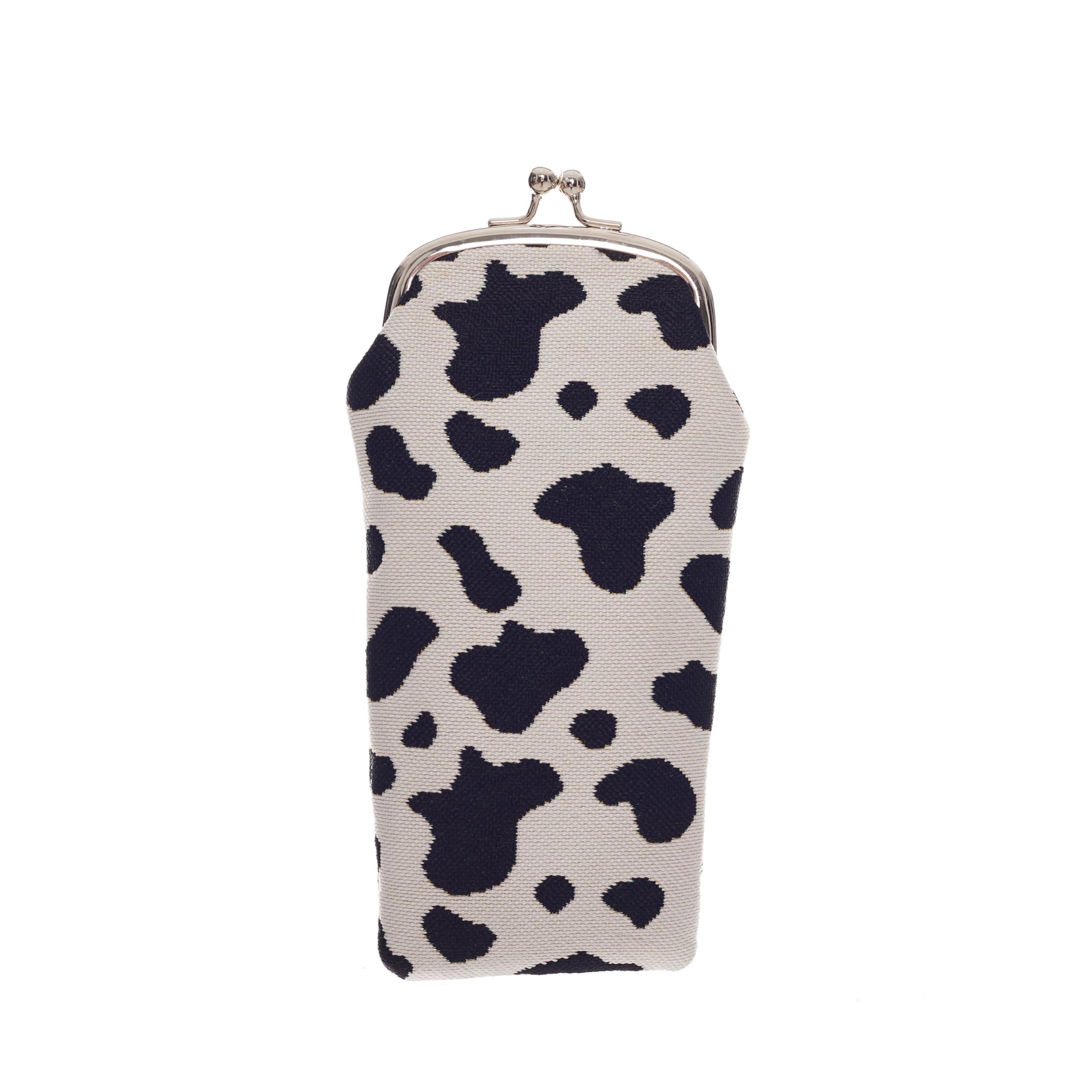 Signare Tapestry Glasses Case for Women Eyeglass Case with Animal Print Tapestry Design (Cow Print, GPCH-COW)