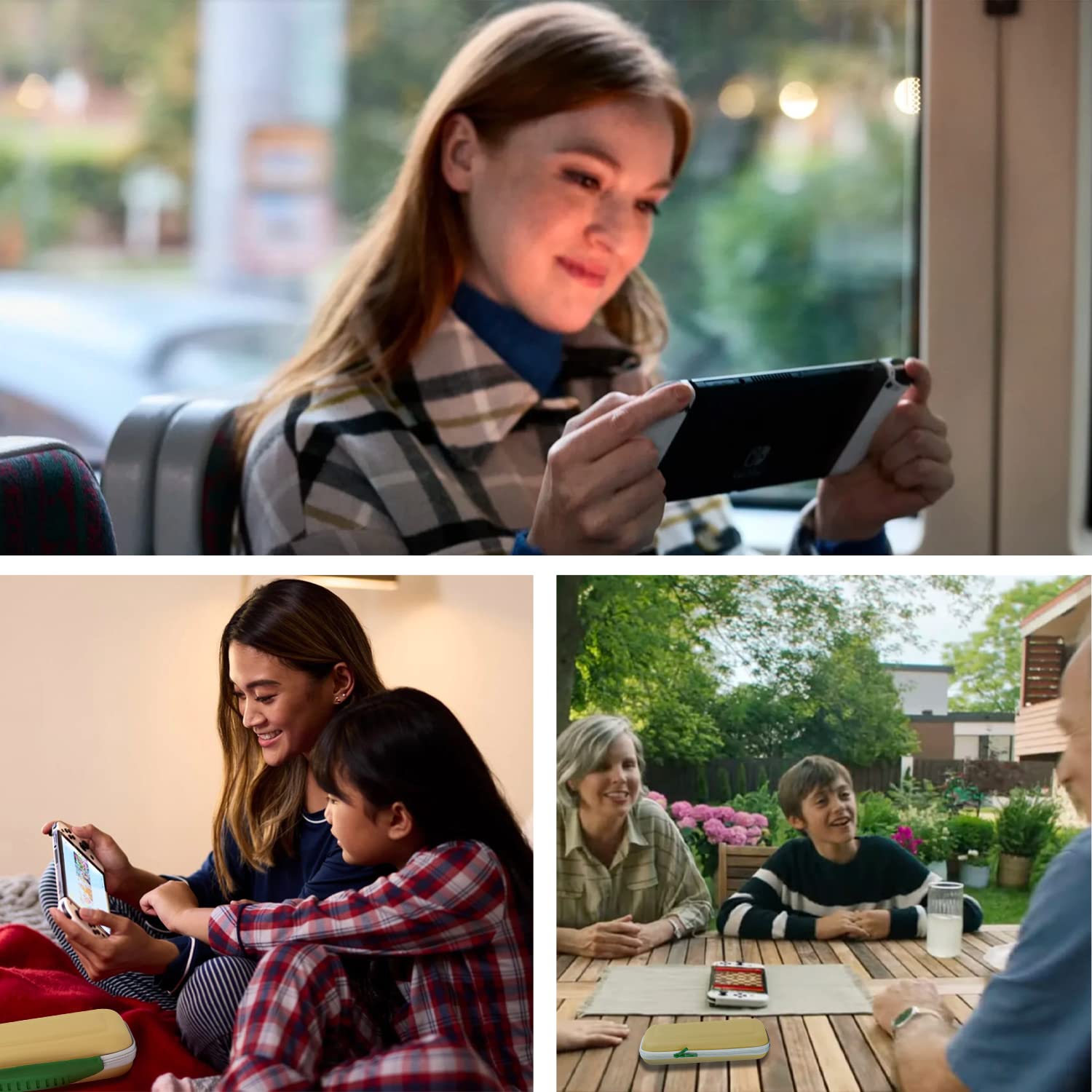 Orzly Custodia per console Nintendo Switch Oled bianca con accessori e vano portaoggetti per giochi, facile da pulire, edizione in confezione regalo