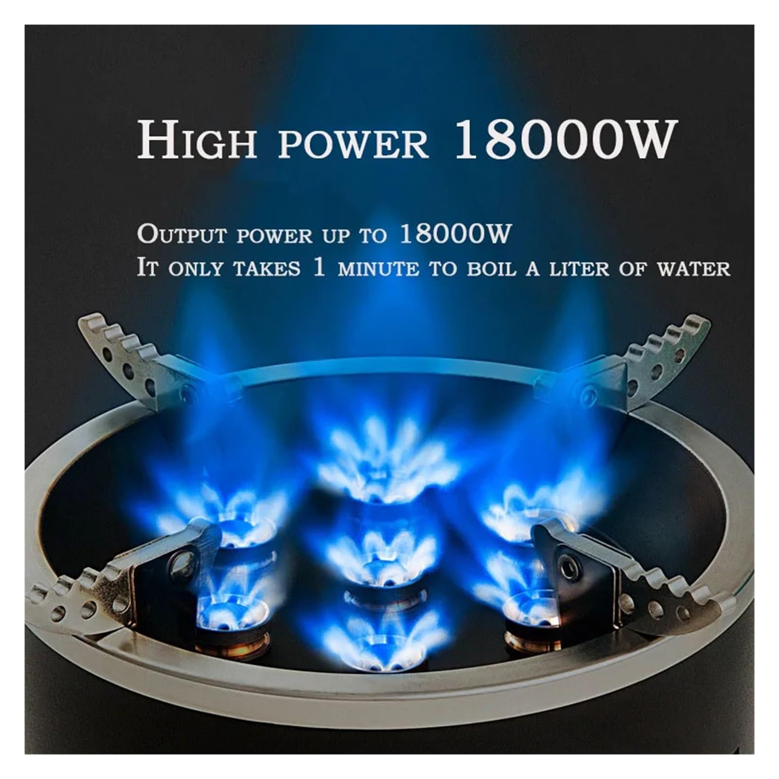 18000W Sept Étoiles Féroce Poêle À Feu Tête Extérieure Portable Cuisinière Gaz Camping Haute Puissance Pique-nique Facile à Cuisiner(Gray)