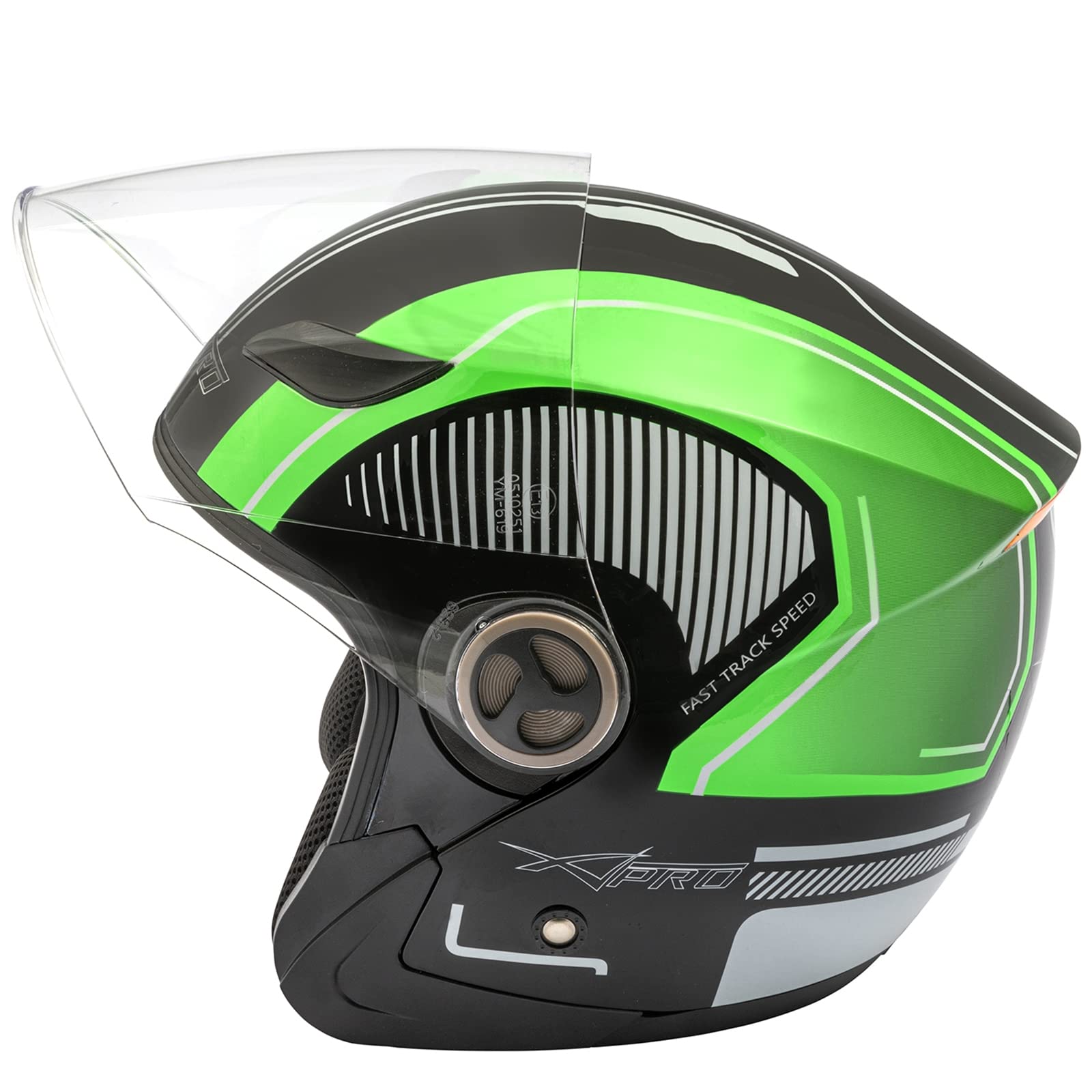 A-Pro Casco Jet Moto Scooter Visiera Trasparente ECE 22 Certificato City Verde XS