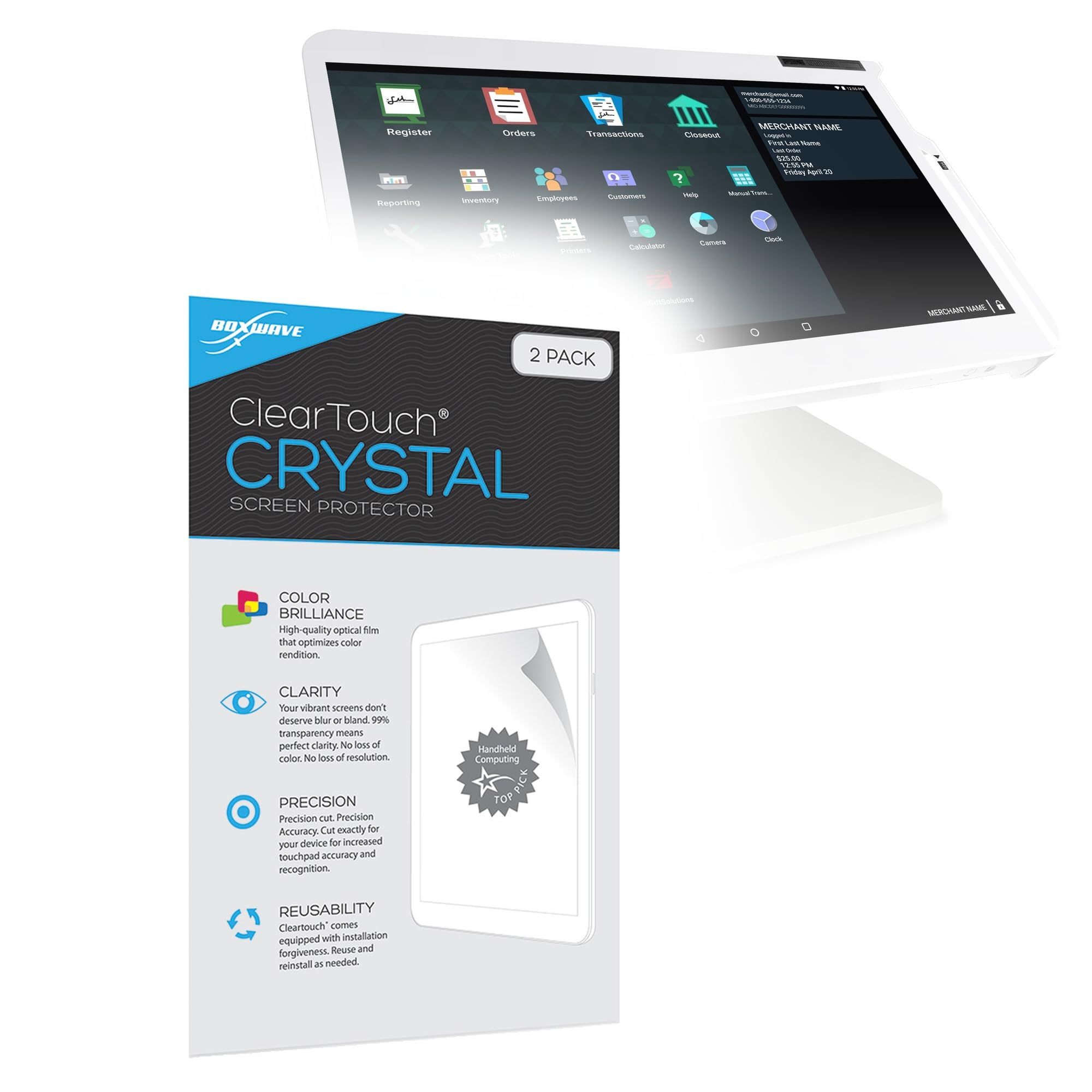 BoxWave® ClearTouch Crystal (confezione da 2), pellicola protettiva HD per Clover Station 2.0 (2018), protegge dai graffi per Clover Station 2.0 (2018) (14 pollici)