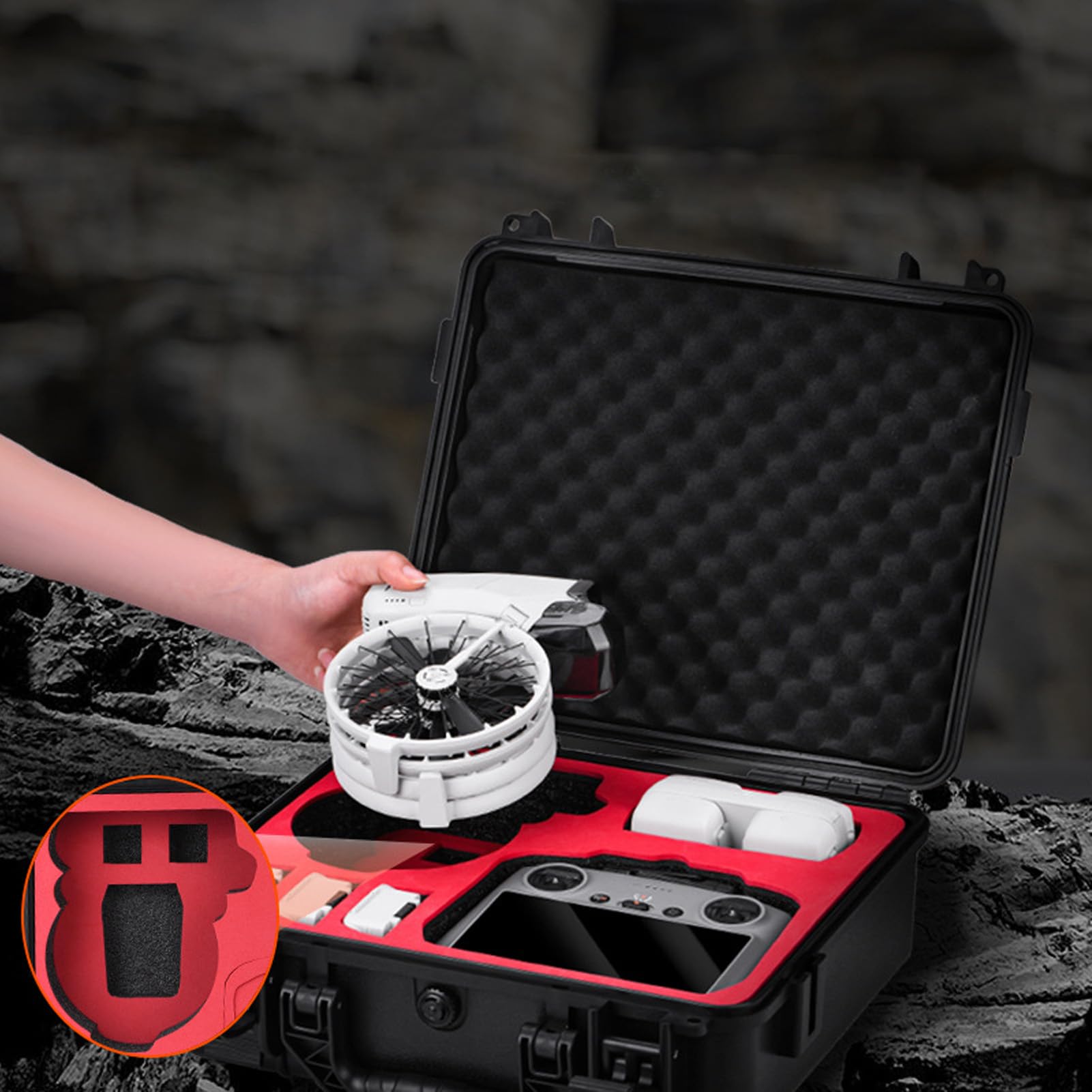 VGEBY Custodia da Trasporto, Guscio Rigido Rivestito in Schiuma da Viaggio per Accessori Flip Drone 6 Batterie Controller di Gestione della Carica